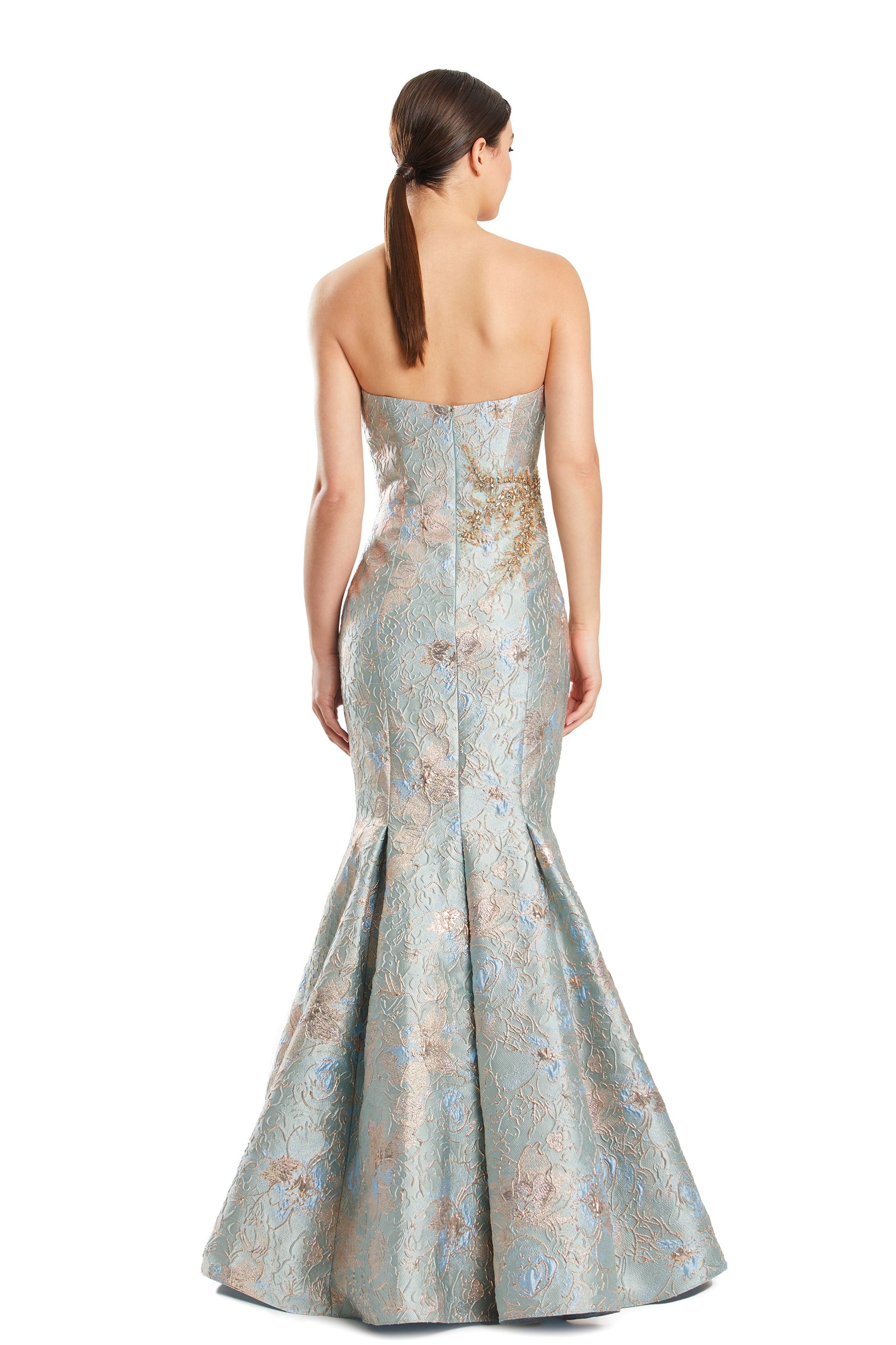 Alexander by Daymor 1865F23 Floral Long Metallic Formal Mermaid Evening Dress