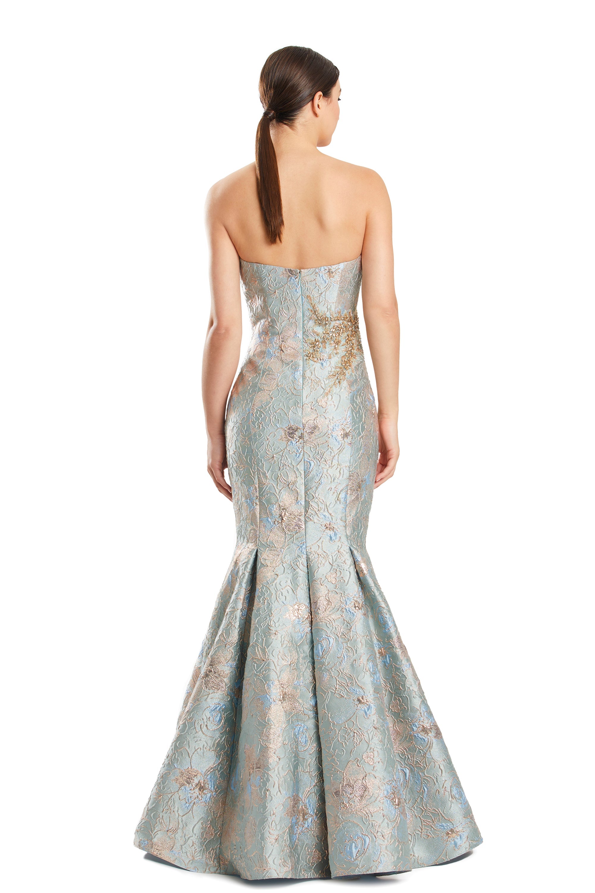 Prom Dresses Floral Long Metallic Formal Mermaid Evening Dress Crystal/Multi