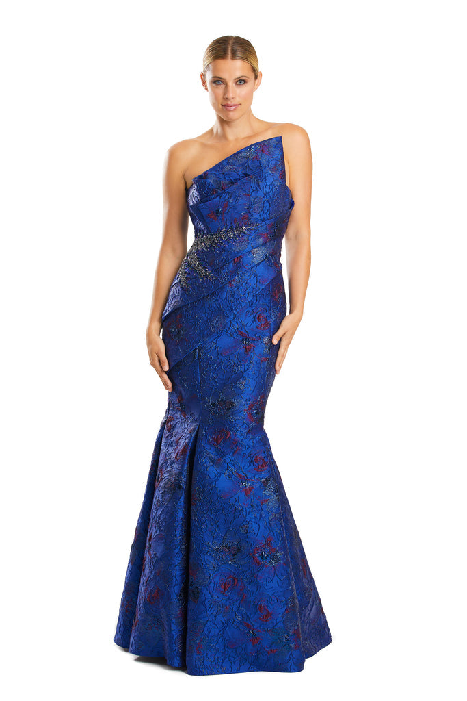 Alexander by Daymor 1865F23 Floral Long Metallic Formal Mermaid Evening Dress