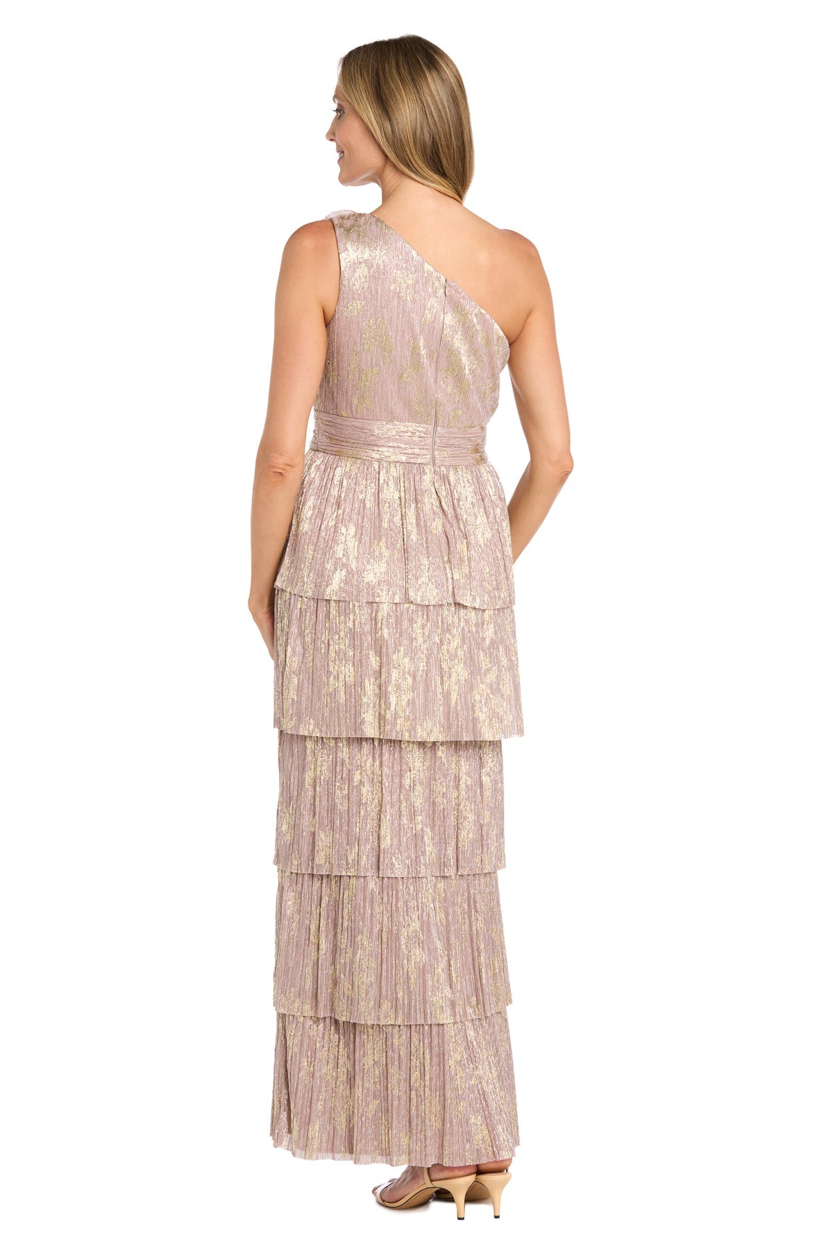 R&M Richards 1866 Long Formal Metallic Evening Dress