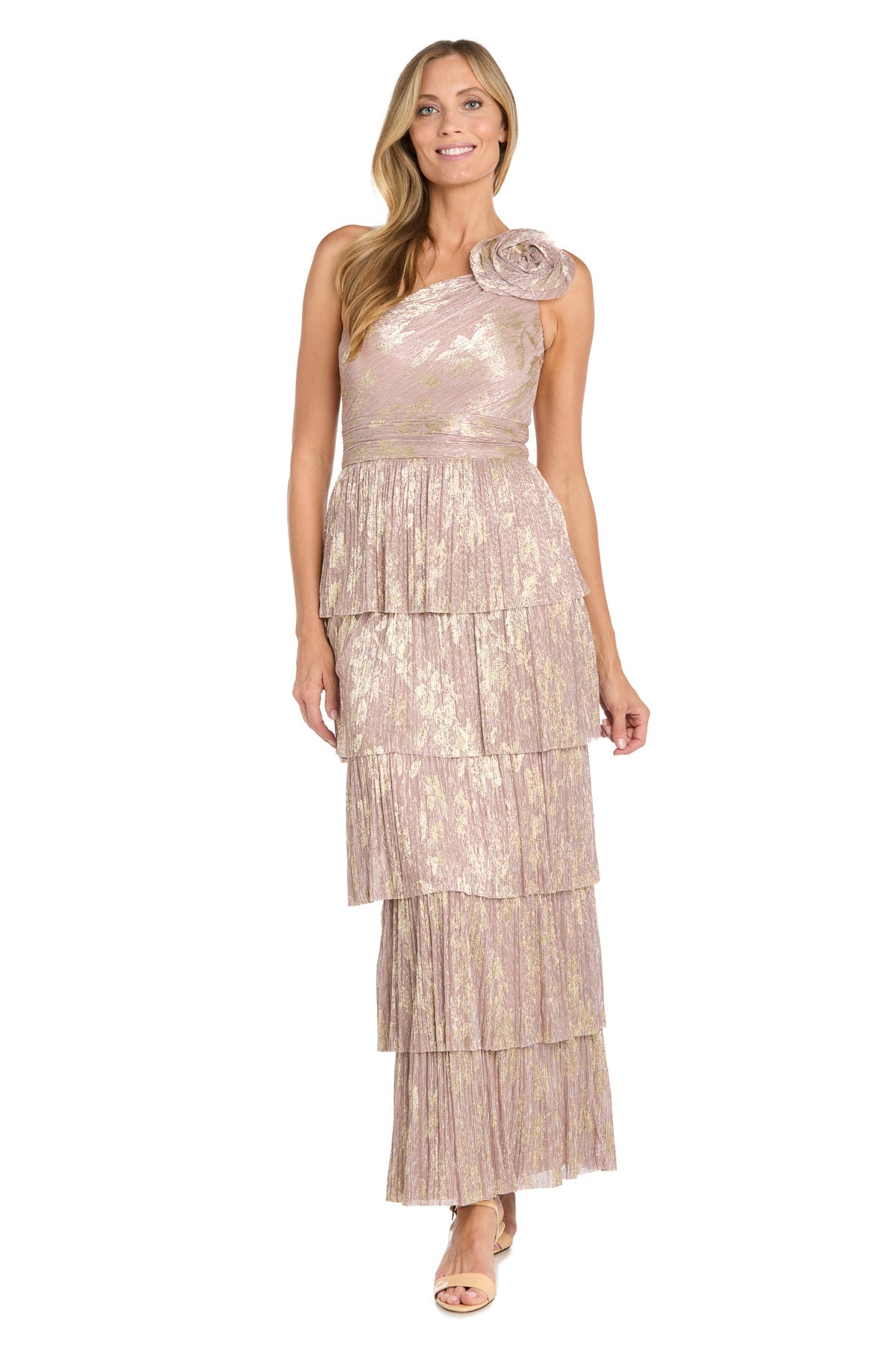 R&M Richards 1866 Long Formal Metallic Evening Dress