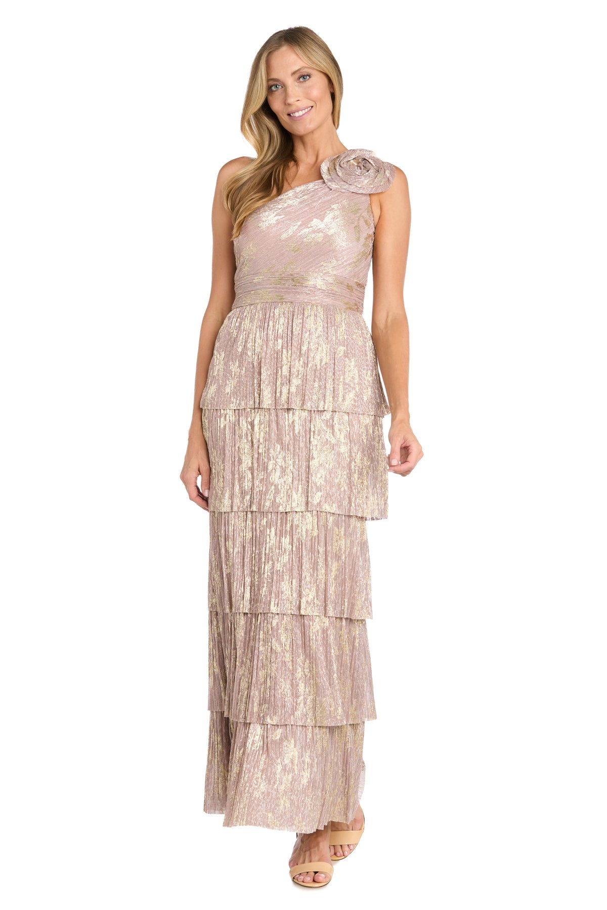R&M Richards 1866 Long Formal Metallic Evening Dress