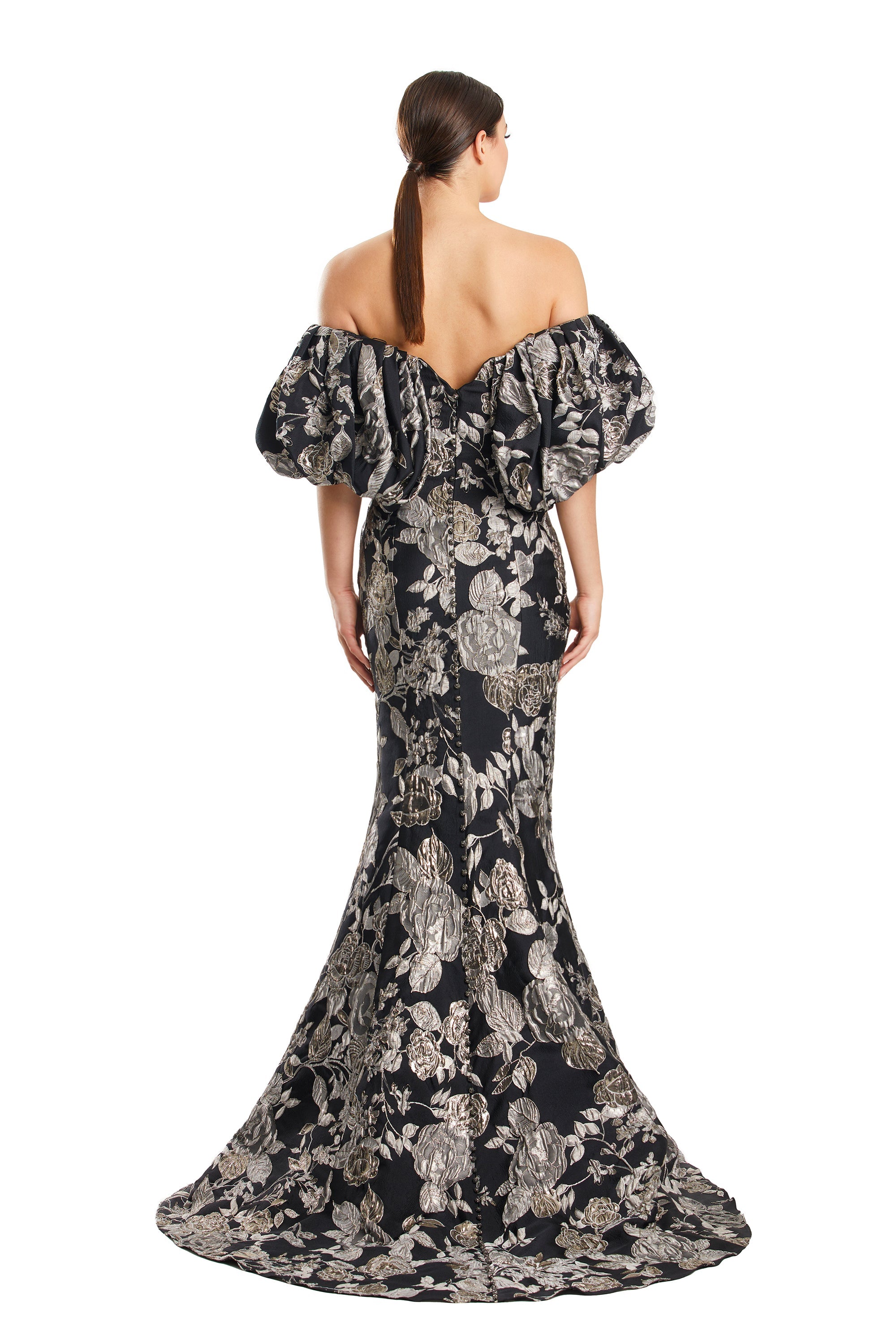 Formal Dresses Long Mermaid Formal Floral PrintEvening Dress Black/Pewter