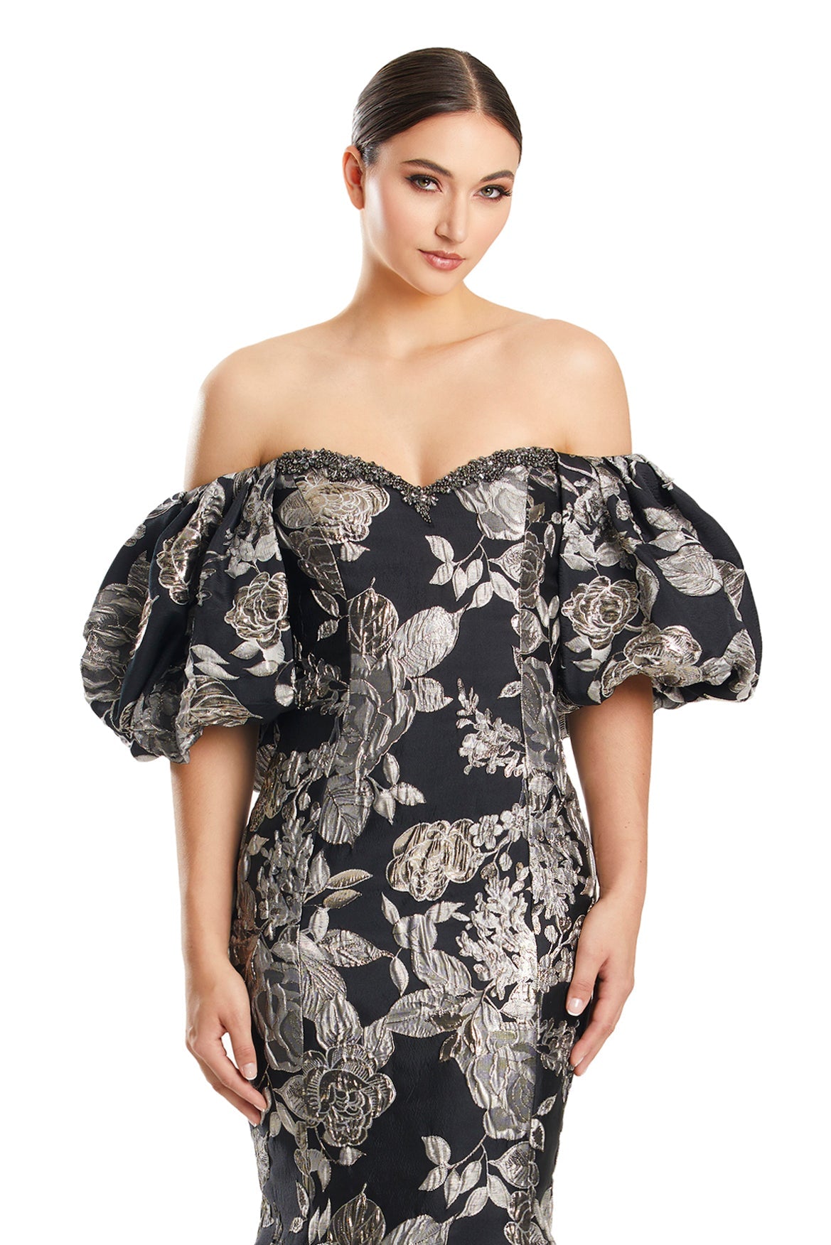 Formal Dresses Long Mermaid Formal Floral PrintEvening Dress Black/Pewter