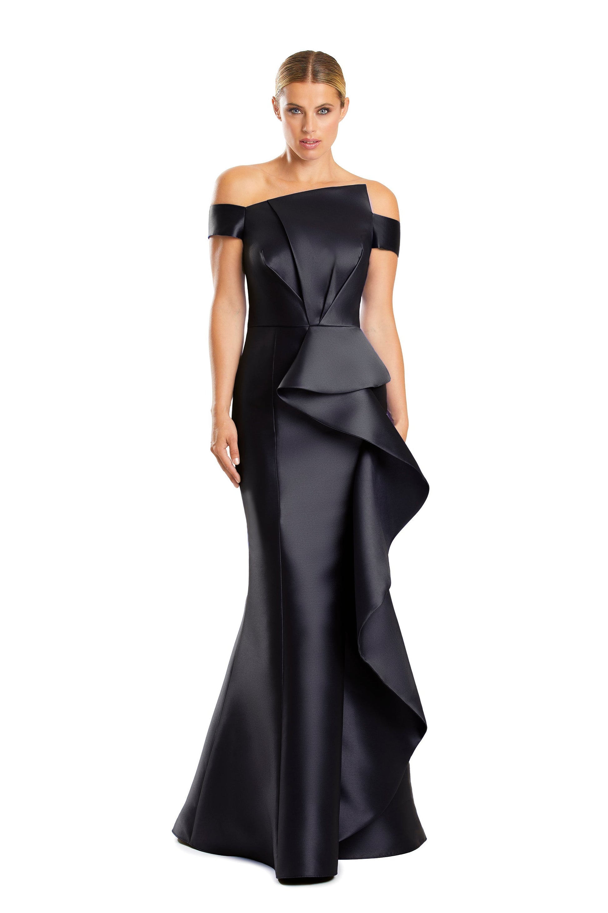 Alexander by Daymor 1873F23 Long Ruffled Formal Pleated Prom Dress