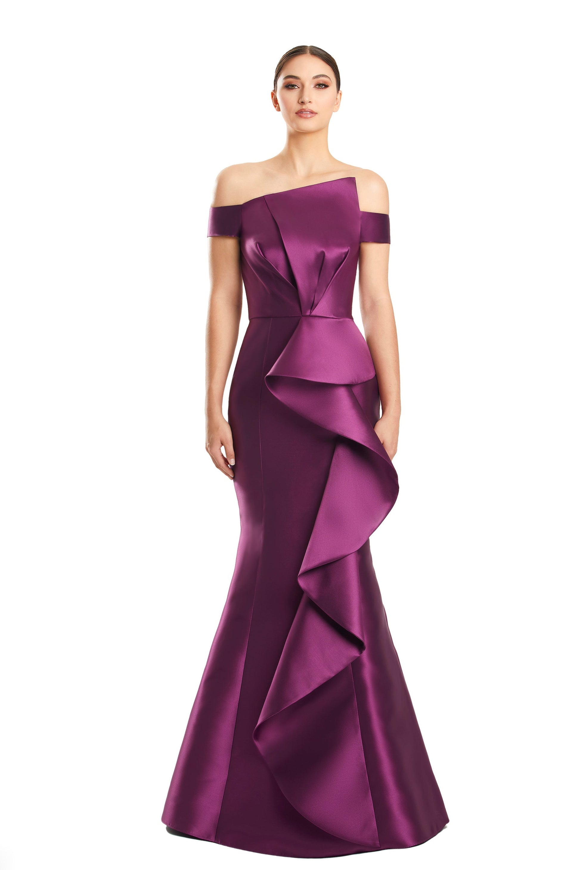 Alexander by Daymor 1873F23 Long Ruffled Formal Pleated Prom Dress