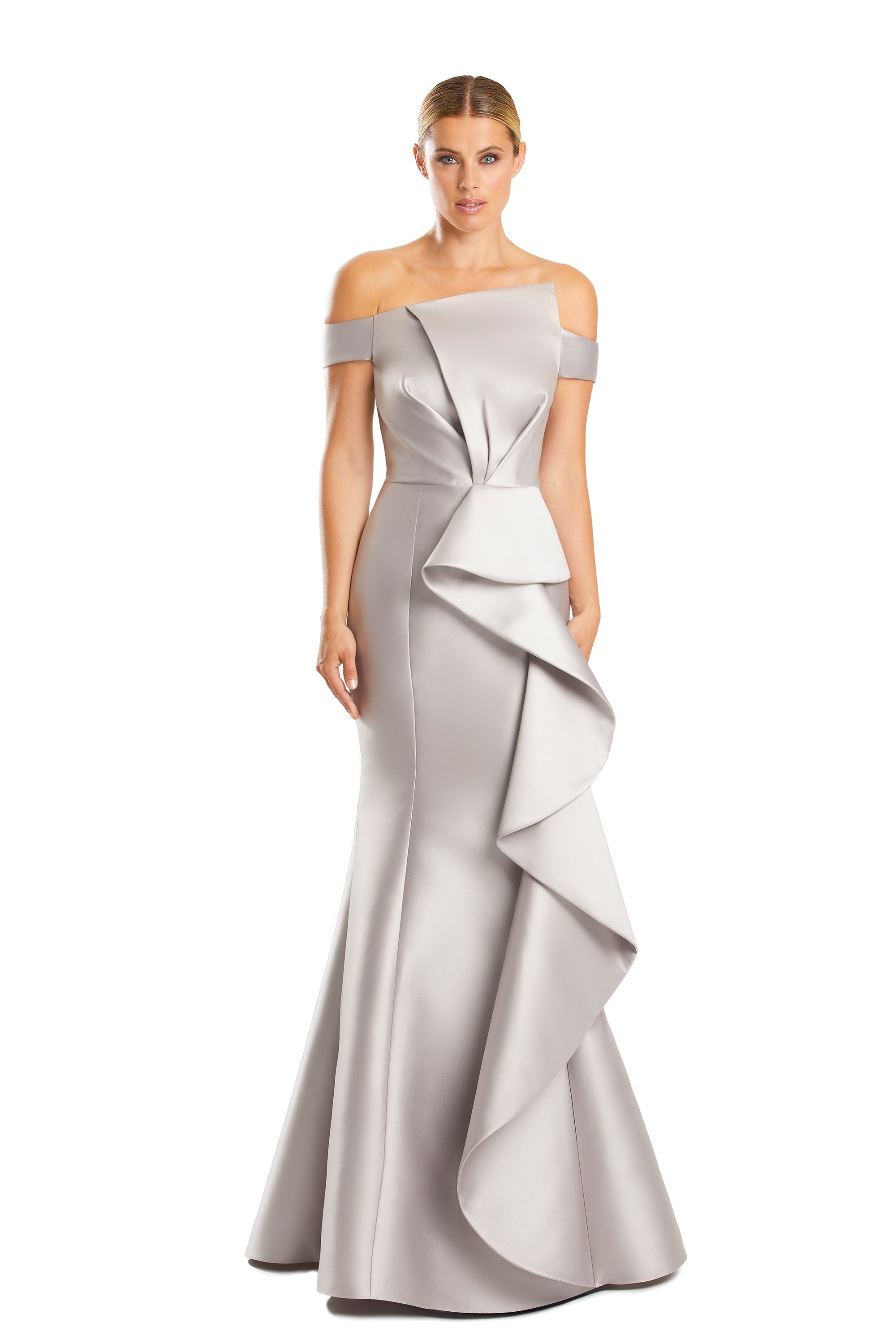 Prom Dresses Prom Long Pleated Formal Ruffled Evening Dress Silver/Taupe