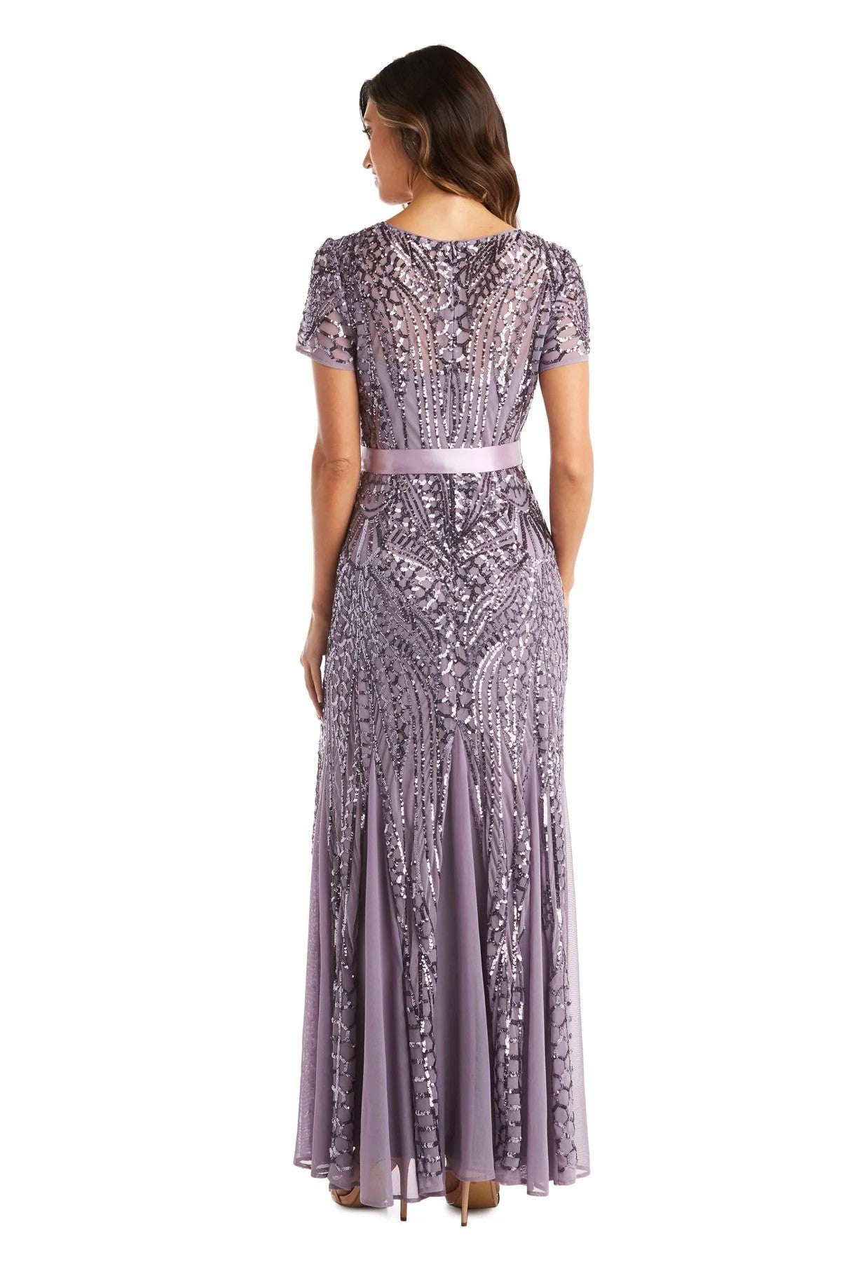 R&M Richards 1875P Long Formal Petite Sequins Dress