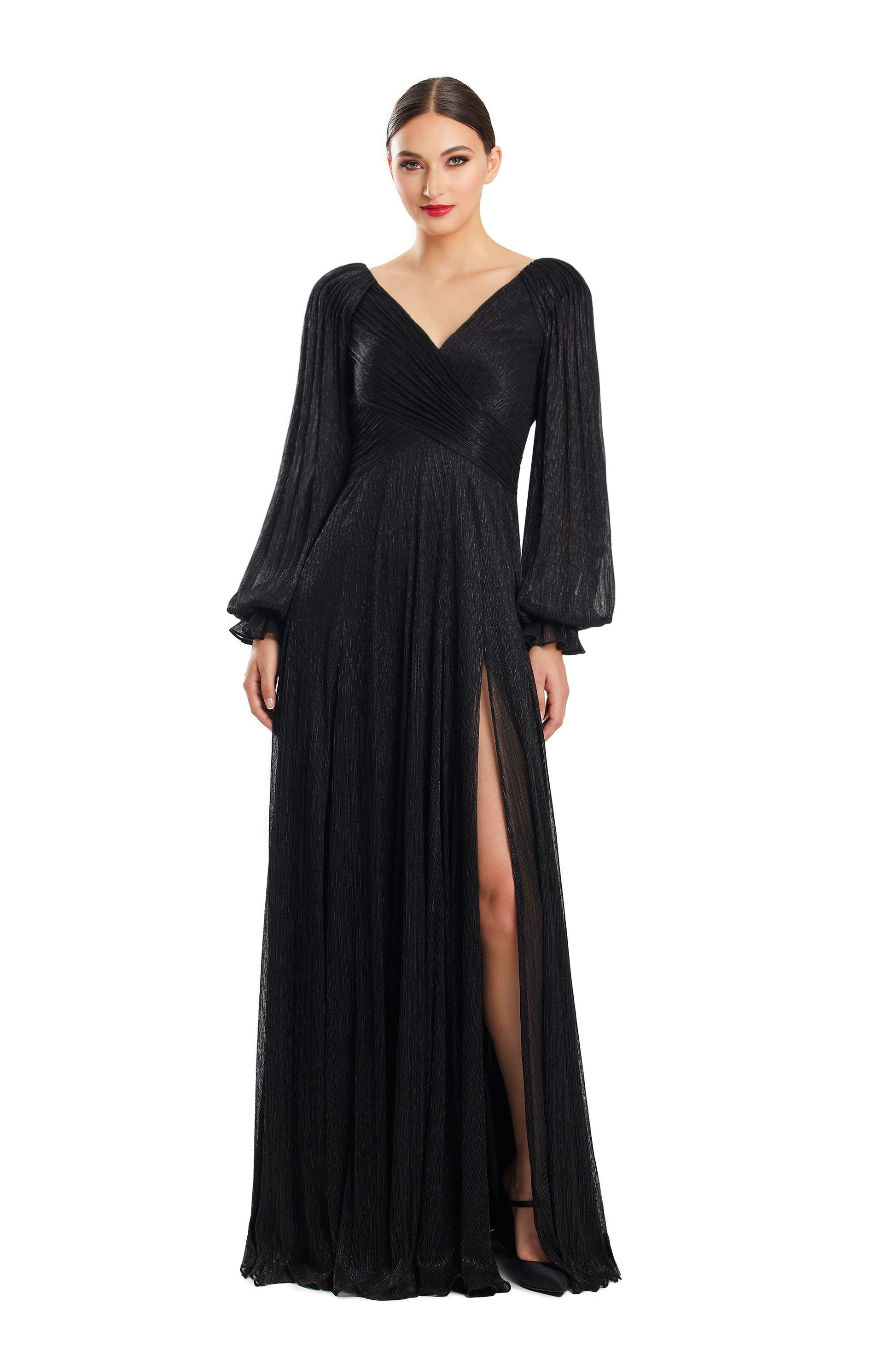 Alexander by Daymor 1877F23 A Line Formal Long Long Sleeve Evening Dress