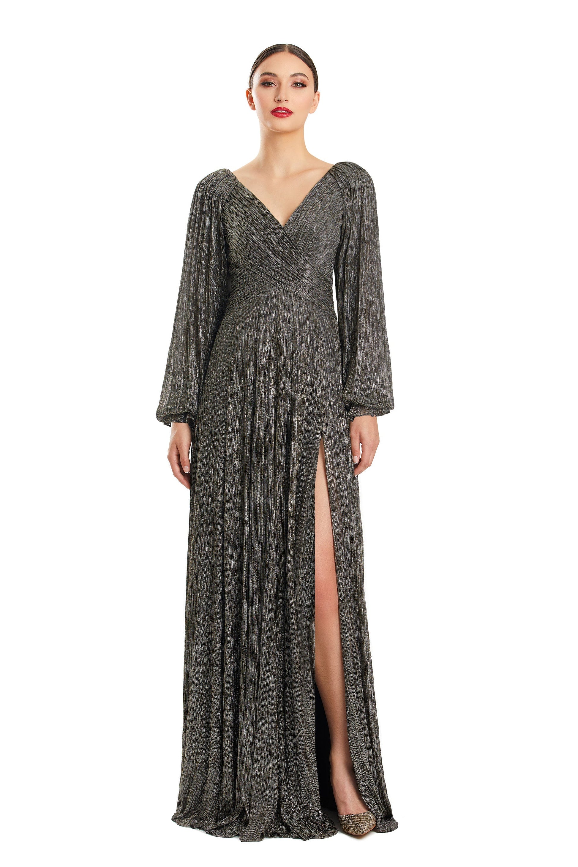 Alexander by Daymor 1877F23 Beaded Long Sleeve A Line Formal Evening Dress