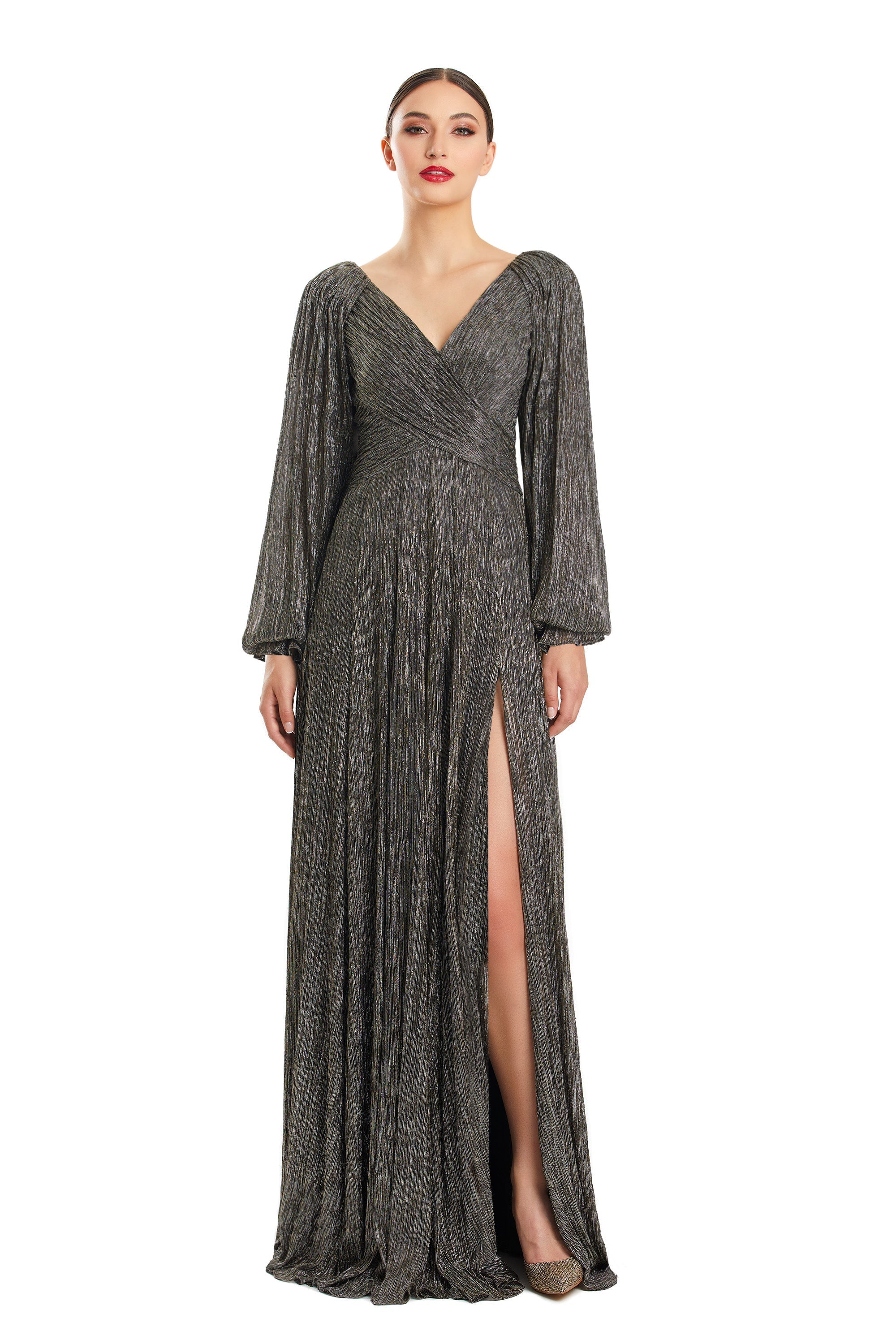 Formal Dresses Beaded Long Sleeve A Line Formal Evening Dress Bronze