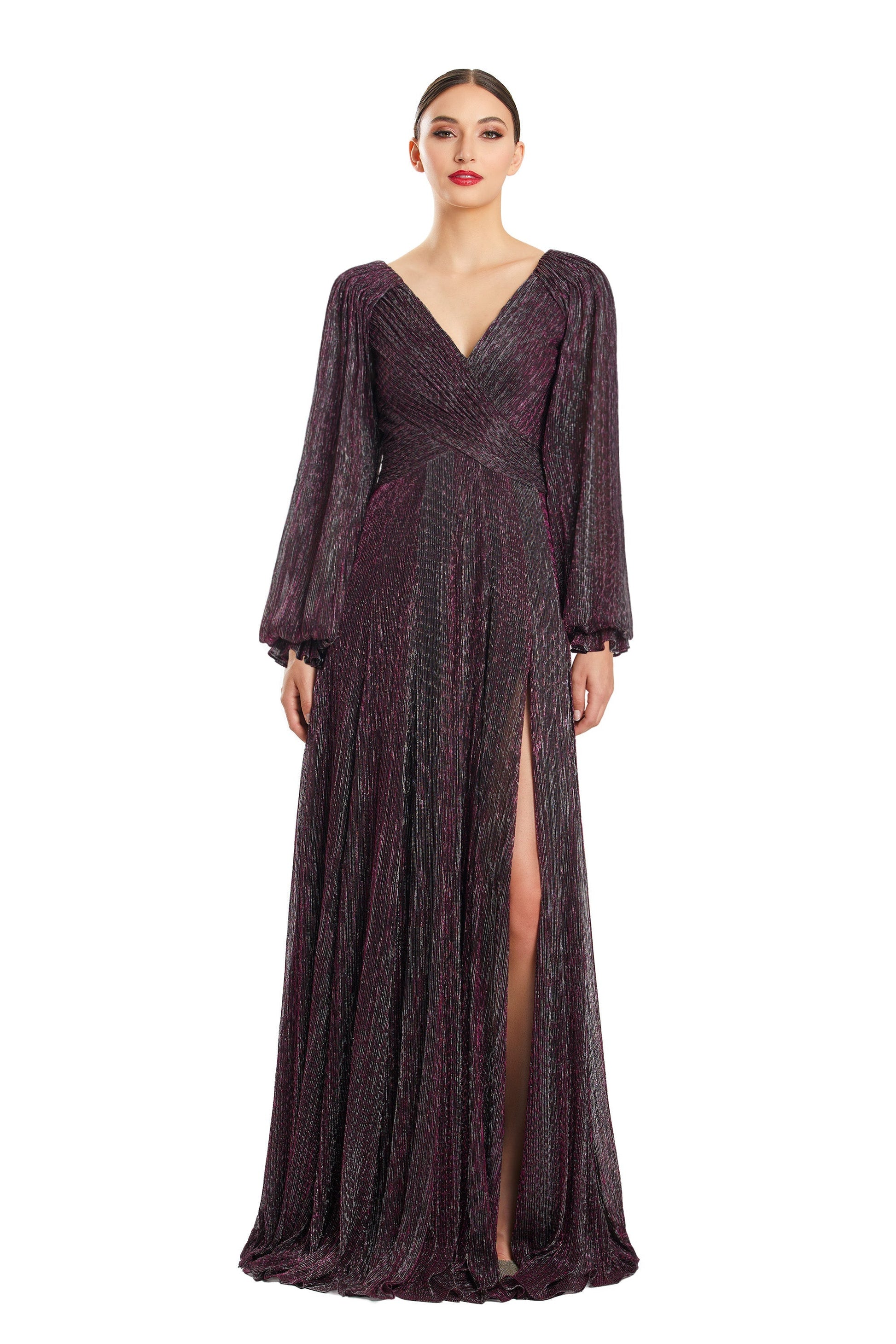Alexander by Daymor 1877F23 Beaded Long Sleeve A Line Formal Evening Dress
