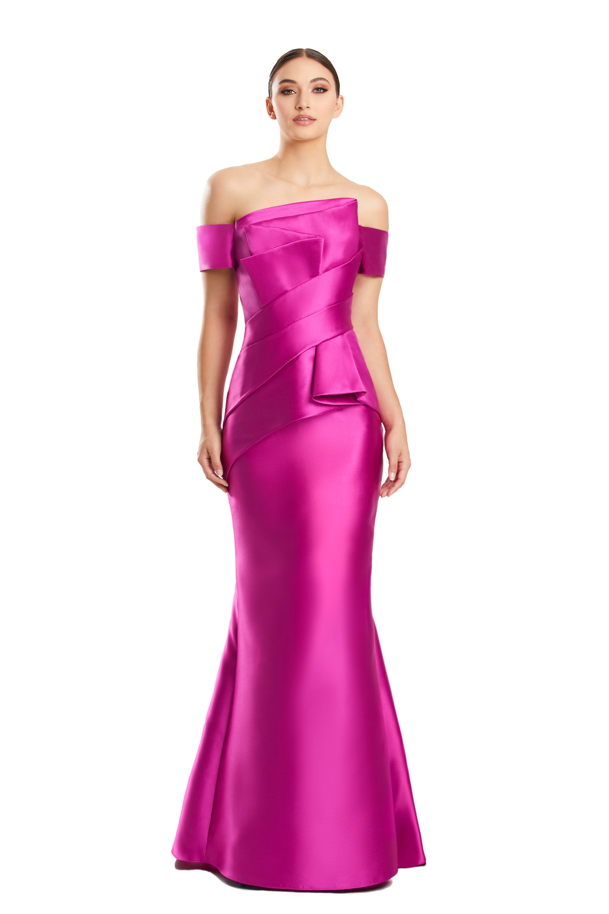 Prom Dresses Pleated Long Mermaid Formal Evening Prom Dress Fuchsia