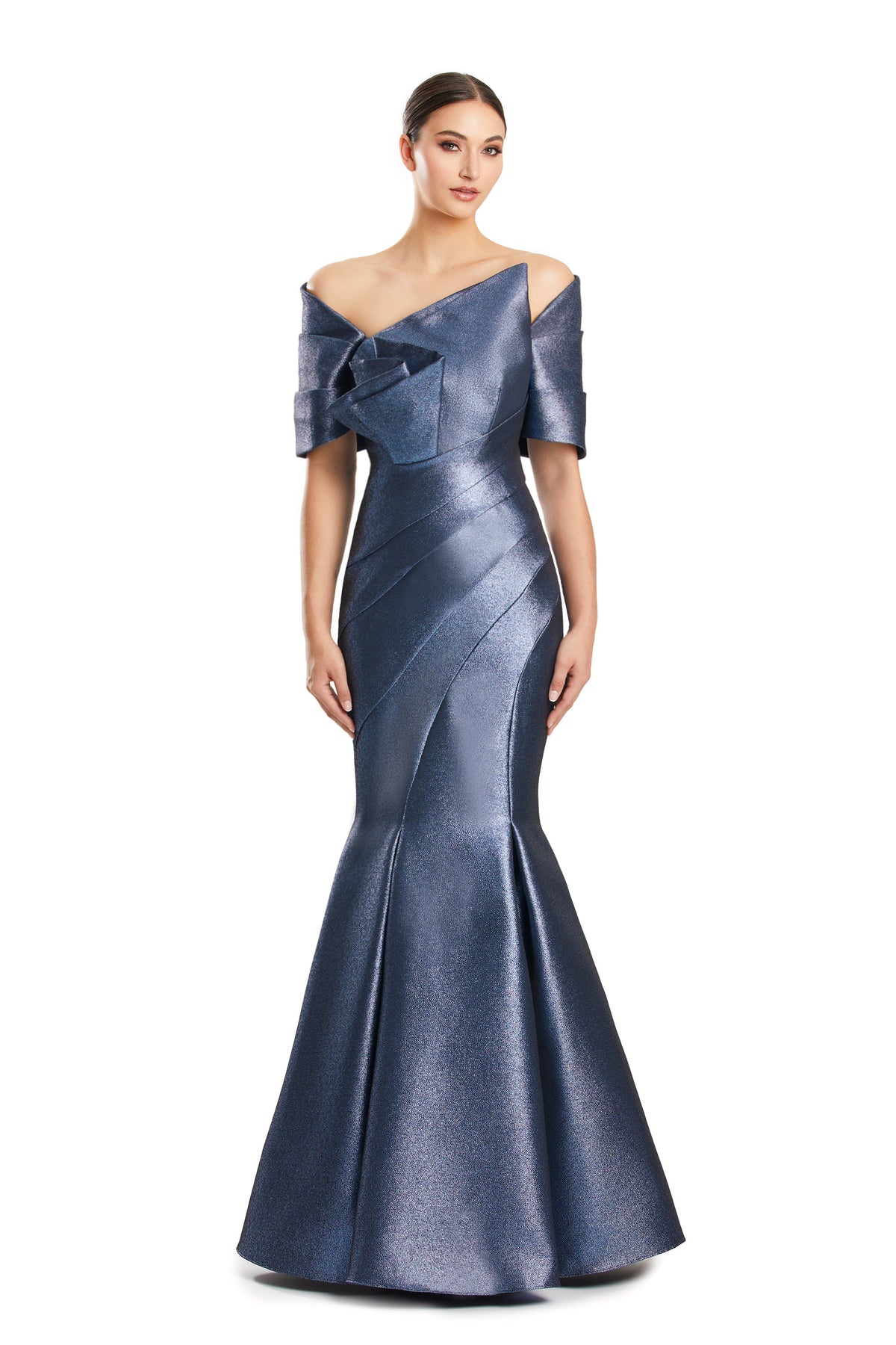 Prom Dresses Pleated Long Formal Mermaid Prom Evening Dress Slate