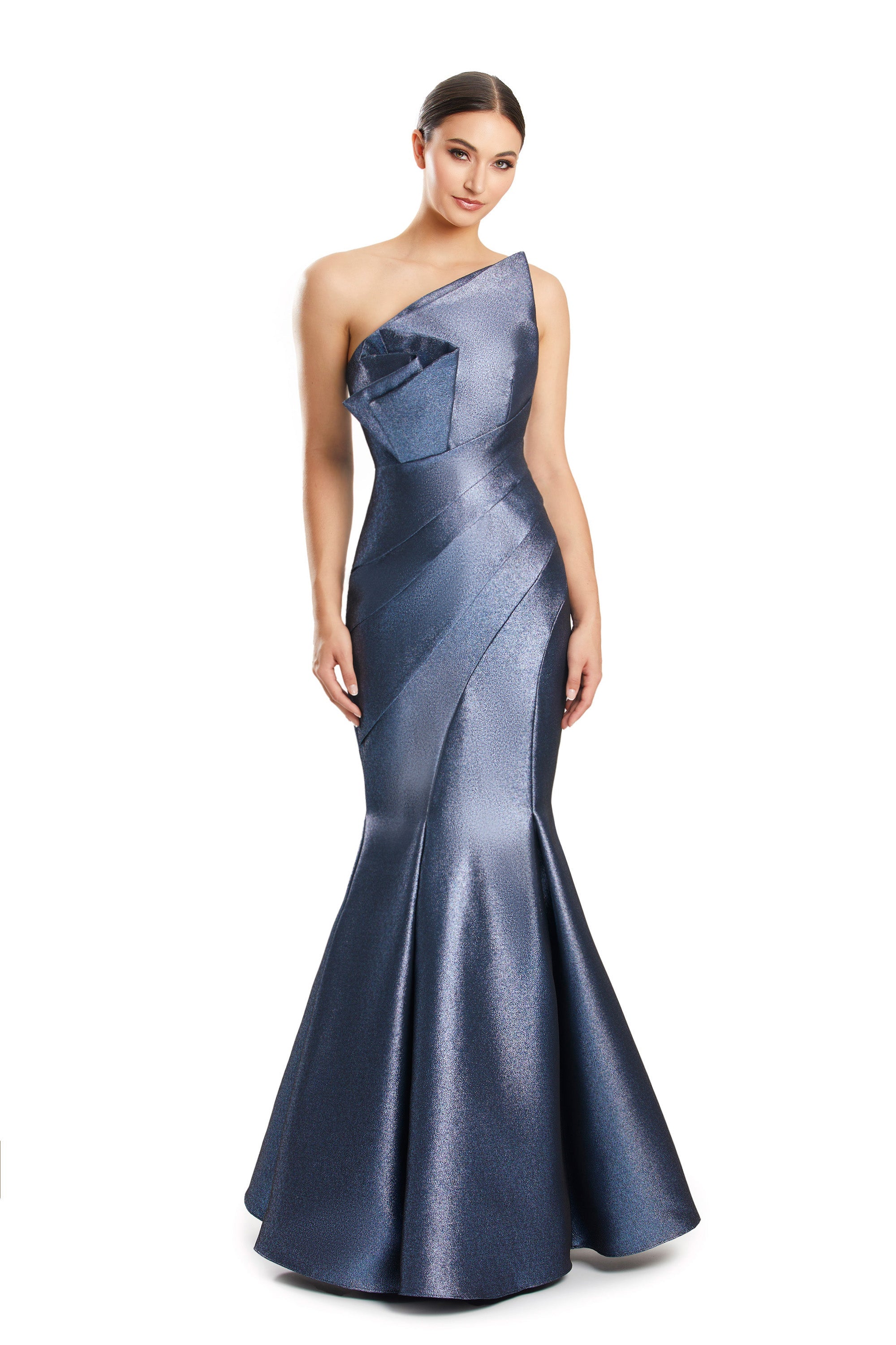 Prom Dresses Pleated Long Formal Mermaid Prom Evening Dress Slate
