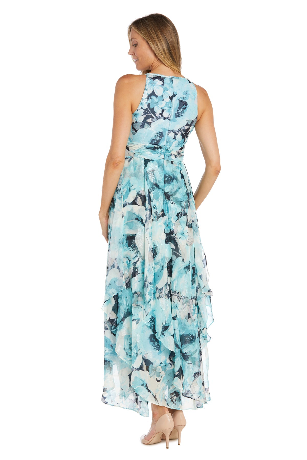 R&M Richards 1888 Long Ruffle Formal Maxi Floral Dress
