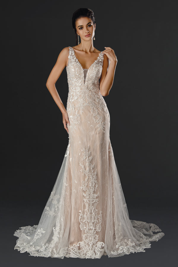 Bridal Long Fitted Lace Wedding Dress