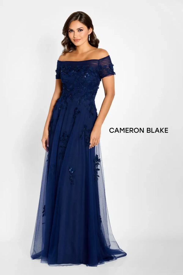 Cameron Blake CB751 A Line Beaded Long Formal Sequin Dress