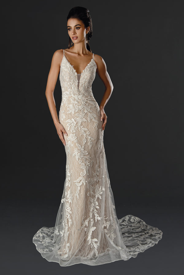 Long Lace Wedding Mermaid Simple Dress