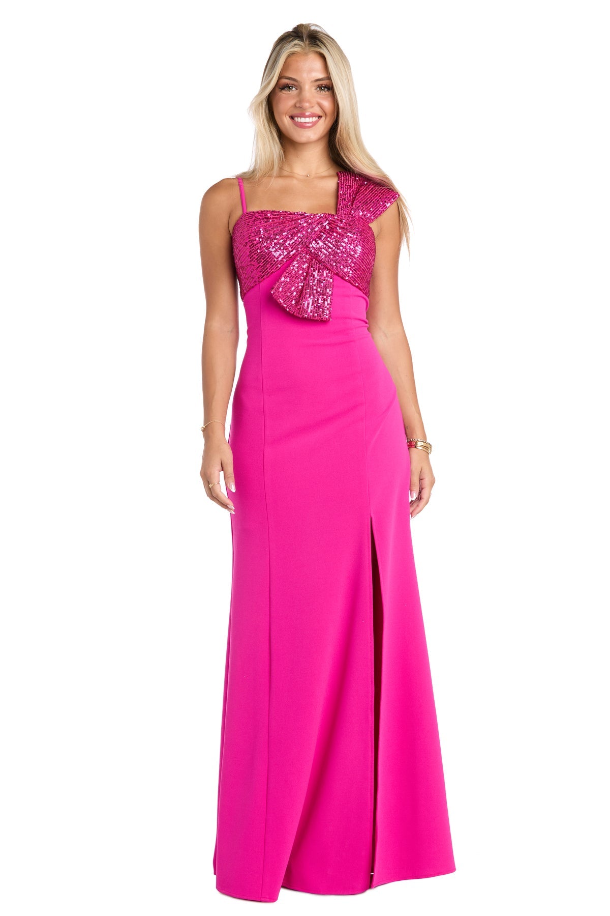 Morgan & Co 19027 Formal Sequined Long Fitted Slit Prom Dress