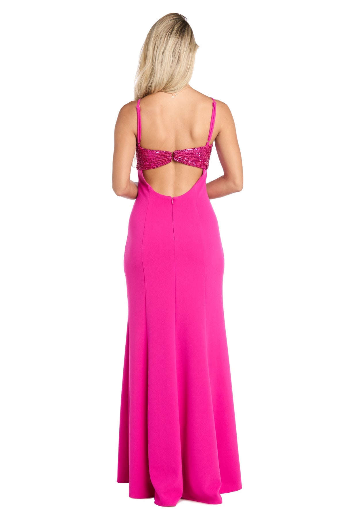 Prom Dresses Formal Sequined Long Fitted Slit Prom Dress Fuchsia