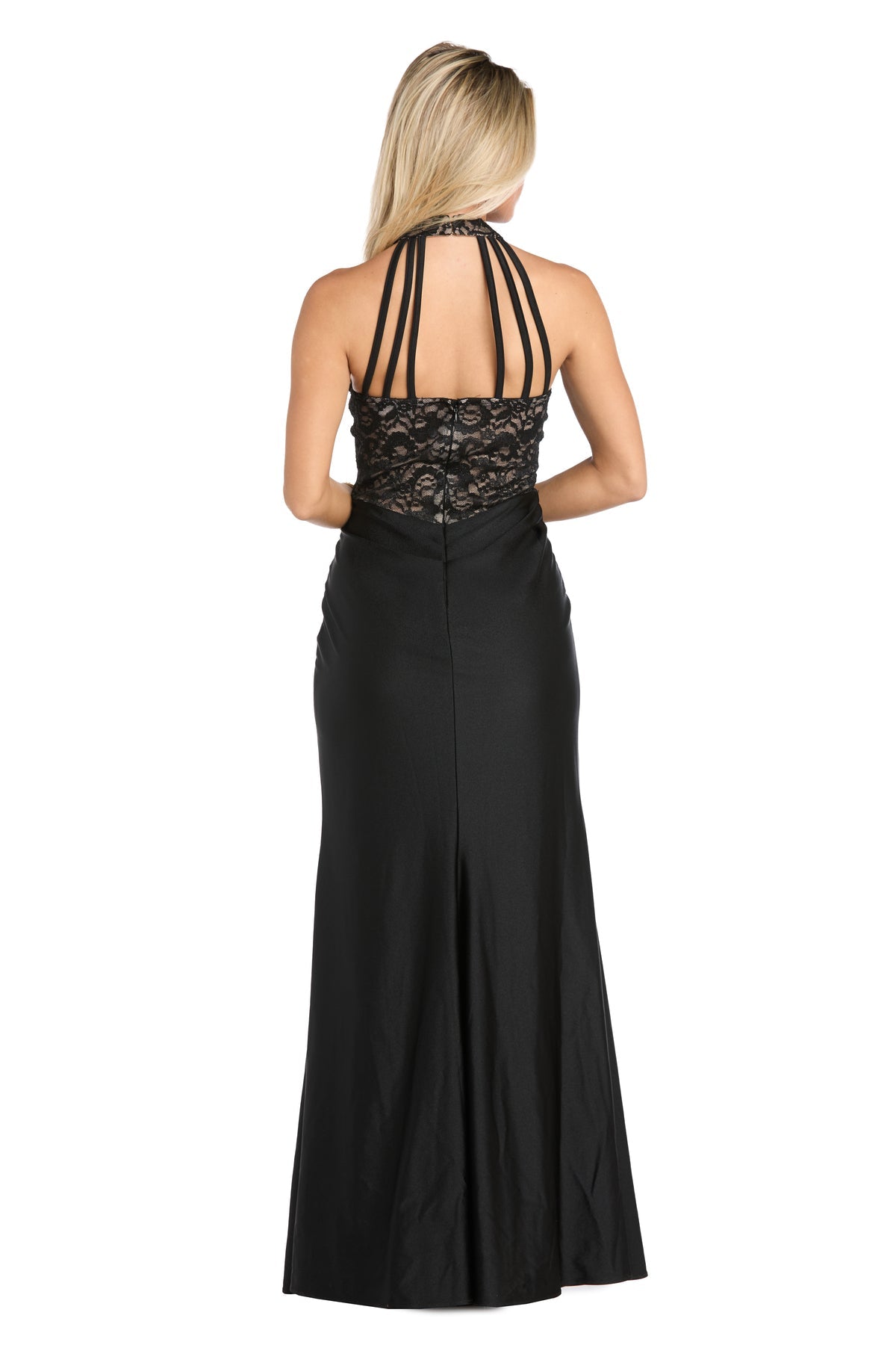 Morgan & Co 19059 Pleated Long Formal Corset Lace Prom Dress