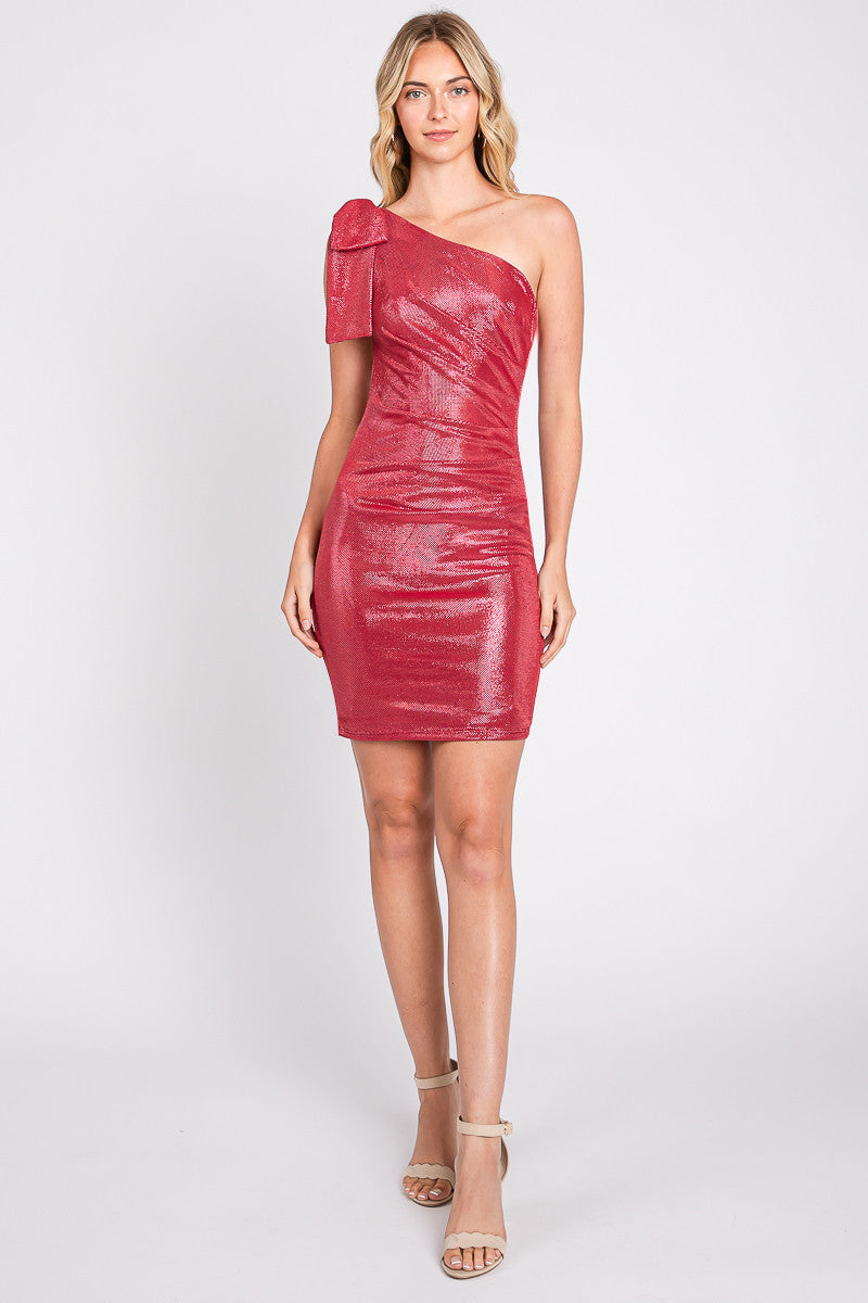 One-Shoulder Mini Short Sequin Cocktail Bodycon Lenovia 3054