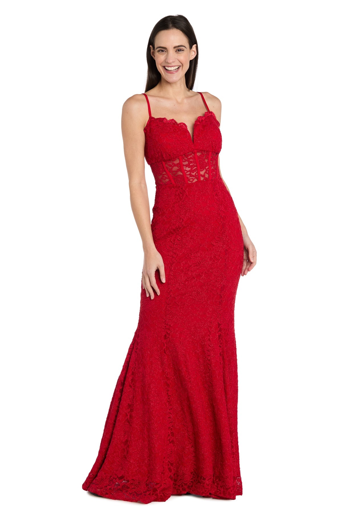 Morgan & Co 19069 Long Formal Lace Prom Dress