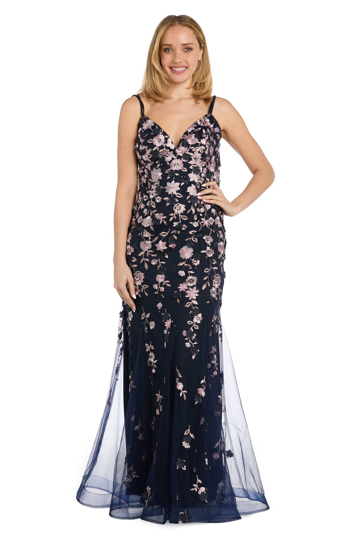 Morgan & Co 19080M Long Formal Evening Floral Prom Dress