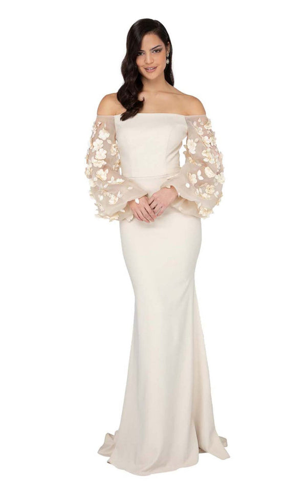 Terani Couture 1911E9128 Organza Sleeves Evening Dress