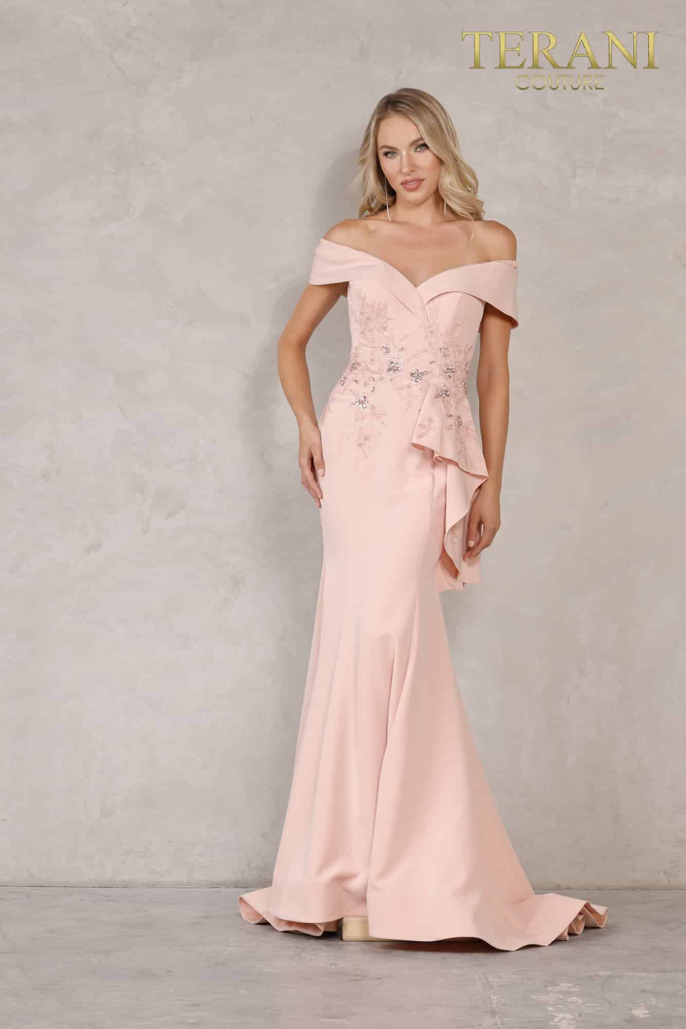 Terani Couture Long Off Shoulder Prom Dress 1911M9339 - The Dress Outlet