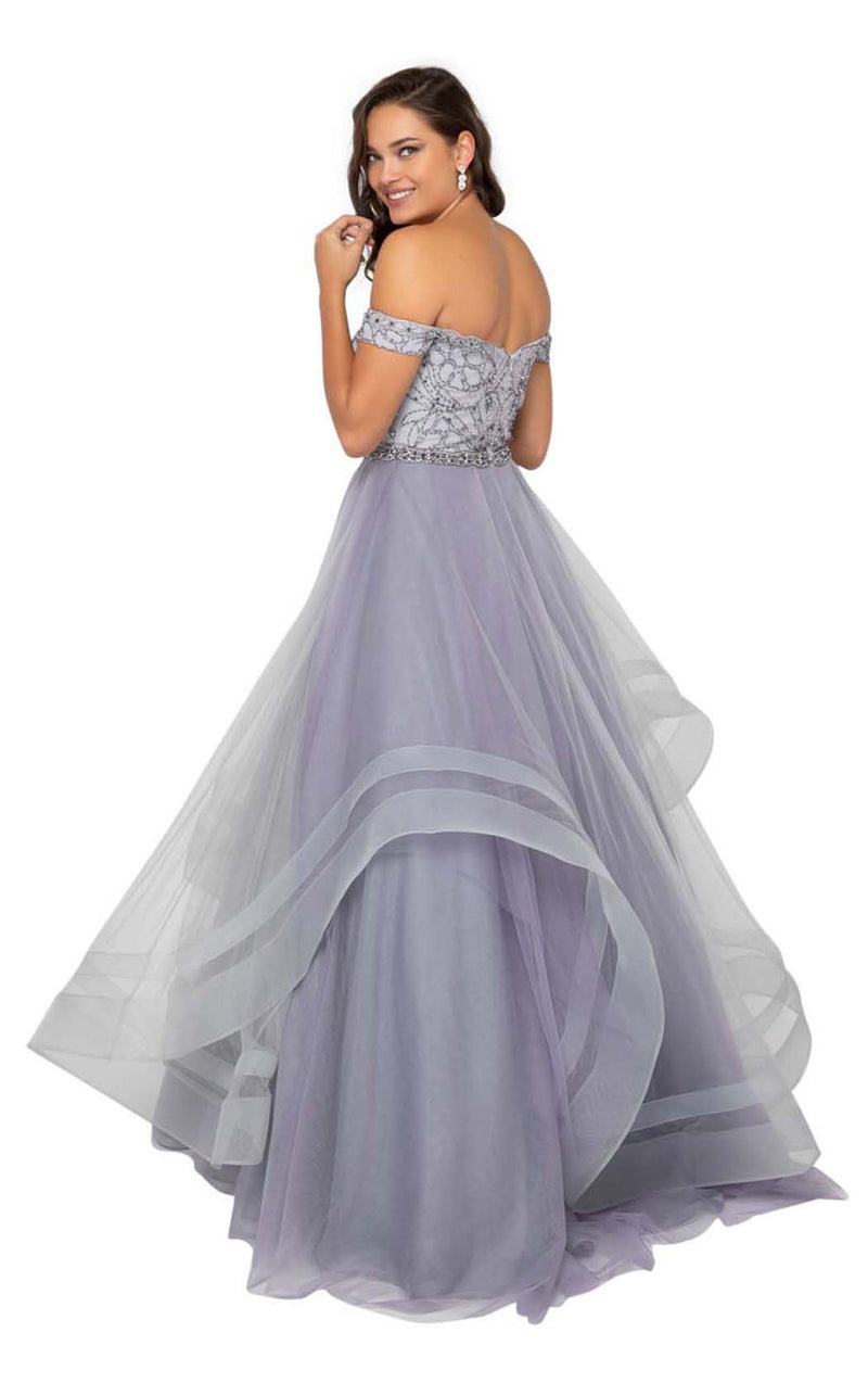 Prom Dresses Long Ball Gown Beaded Prom Dress Silver Lilac