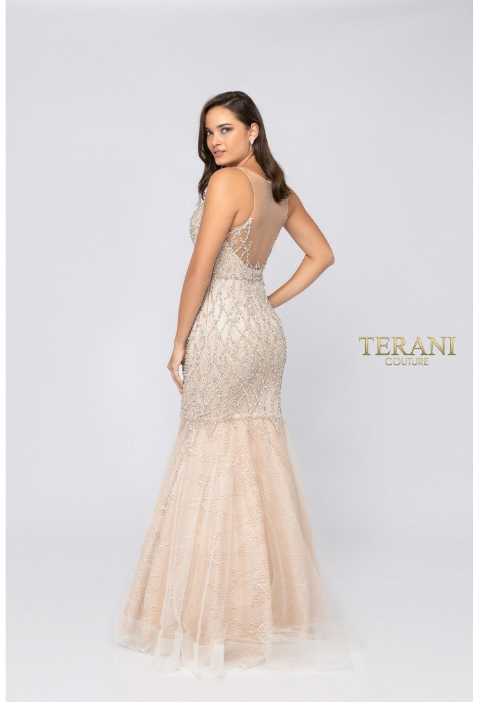 Terani Couture 1911P8352 Beaded Long Mermaid Formal Prom Dress