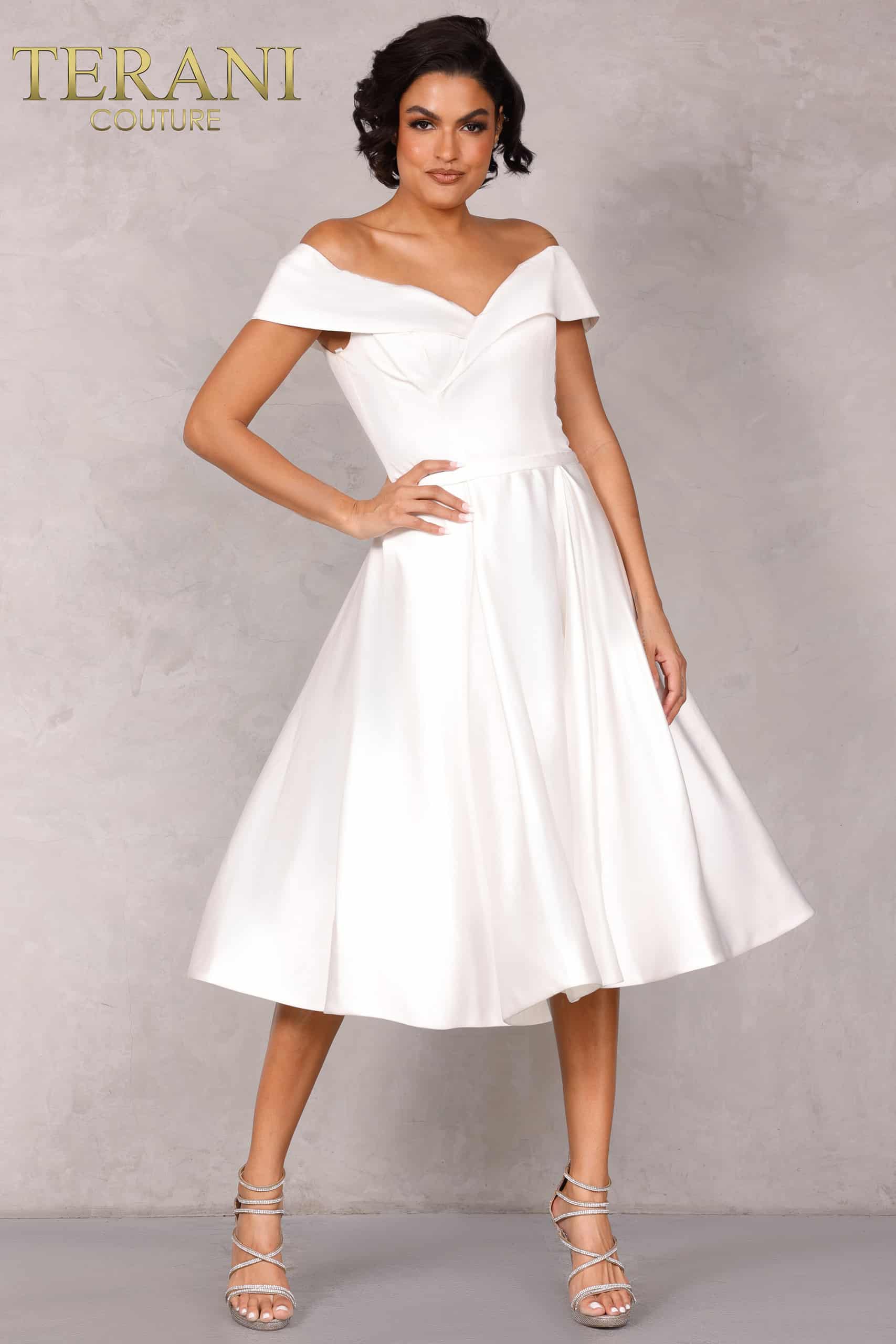 Terani Couture Off Shoulder Short Dress 1912C9656 - The Dress Outlet