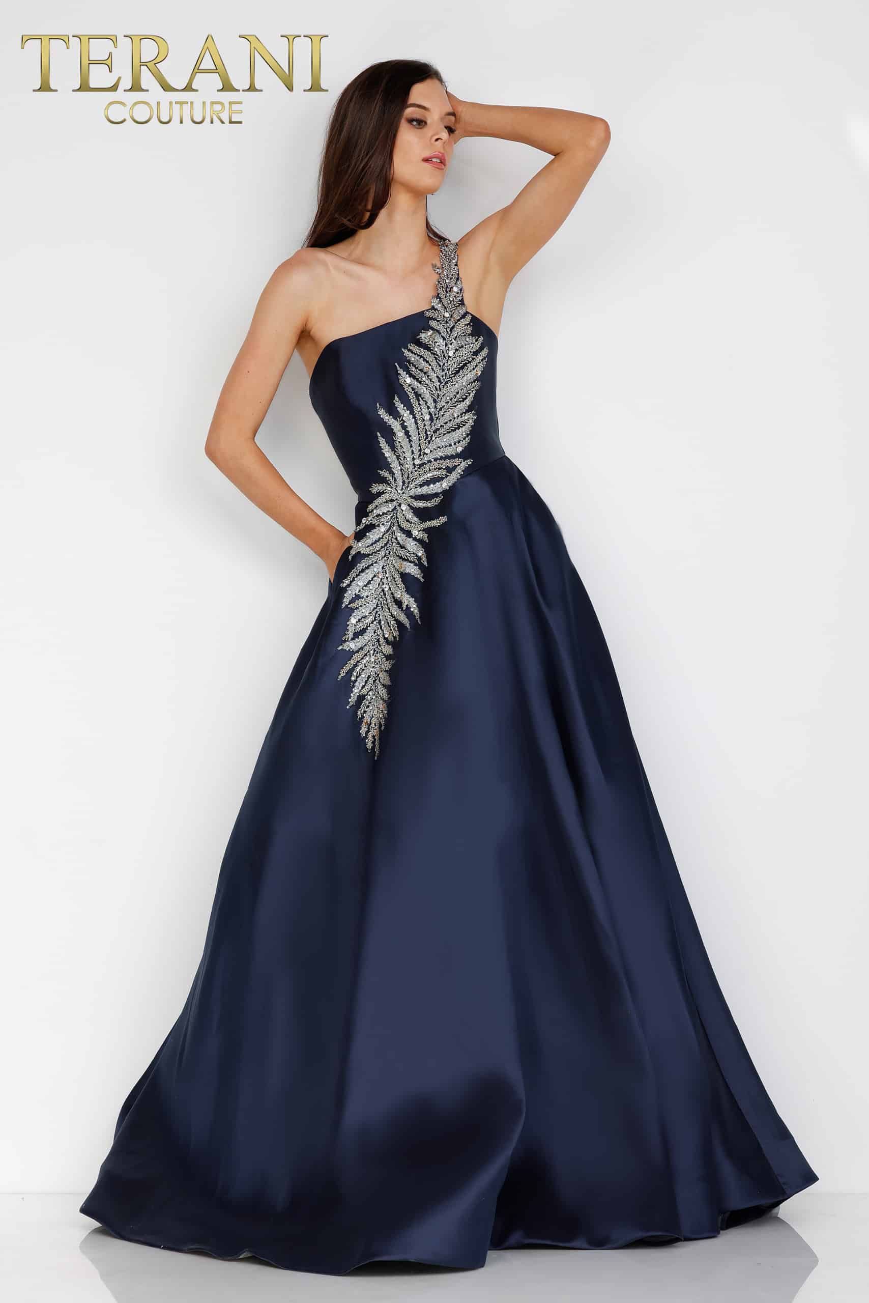 Terani Couture 1912E9202 One Shoulder Long Ball Gown | The Dress
