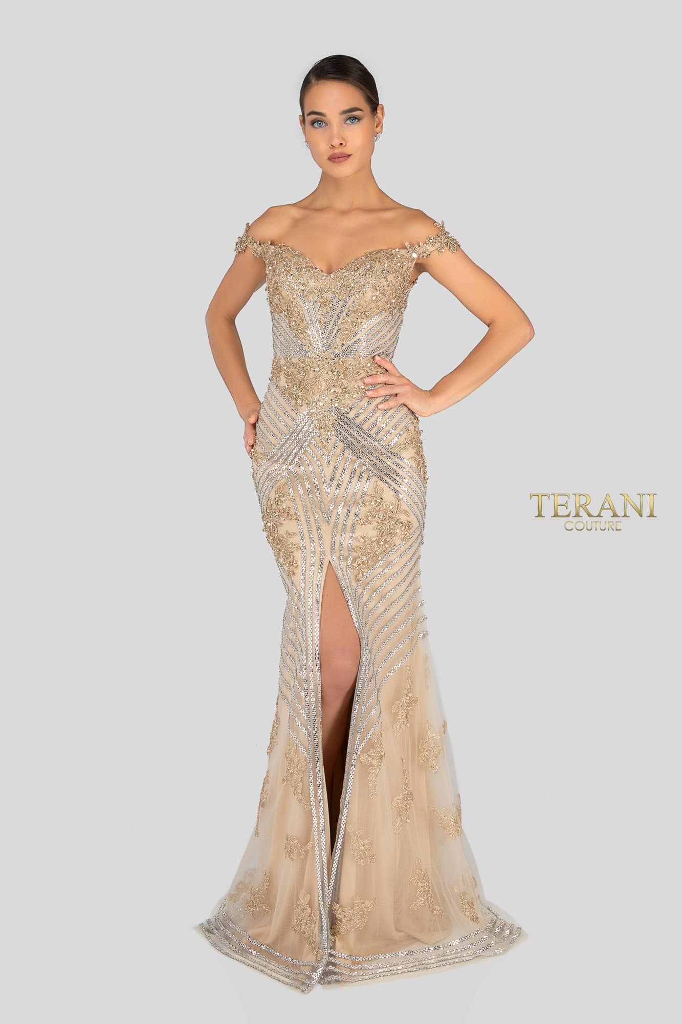 Terani Couture Fitted Long Prom Dress 1912GL9572 - The Dress Outlet