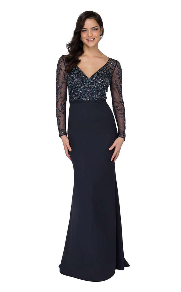 Terani Couture 1912M9352 Long Sleeve Fitted Formal Evening Dress