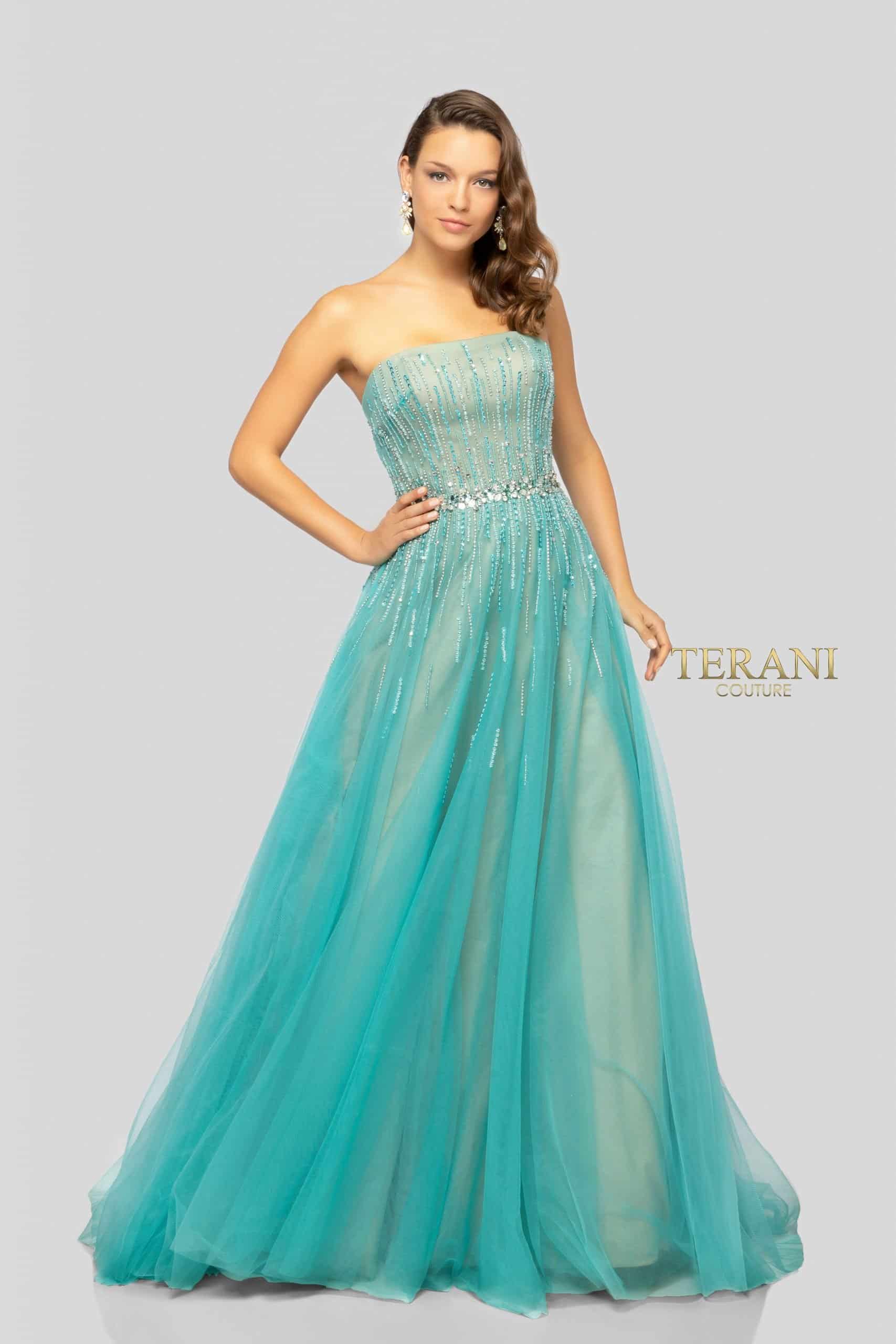 Terani Couture Strapless Long Prom Dress 1912P8557 - The Dress Outlet