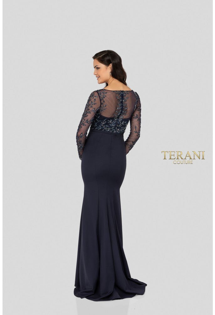 Terani Couture 1912M9352 Long Sleeve Fitted Formal Evening Dress