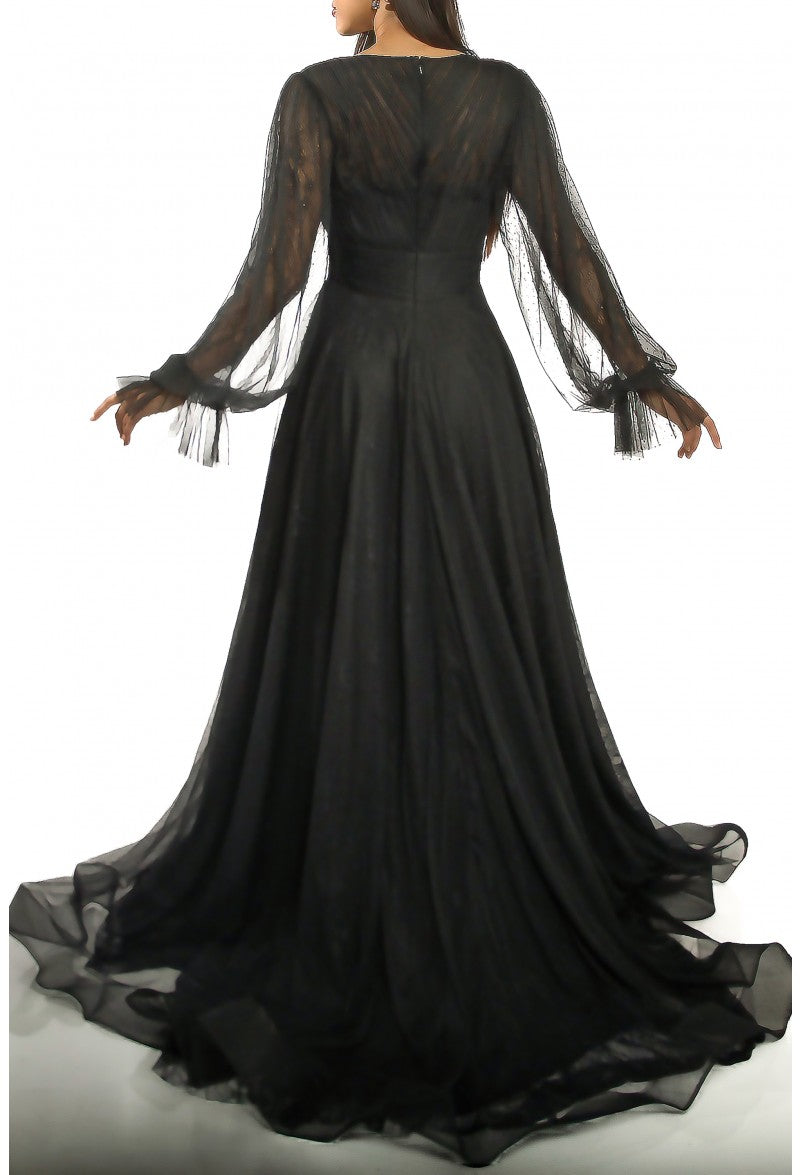 Terani Couture 1913M9414 Long V-Neck Formal Dress