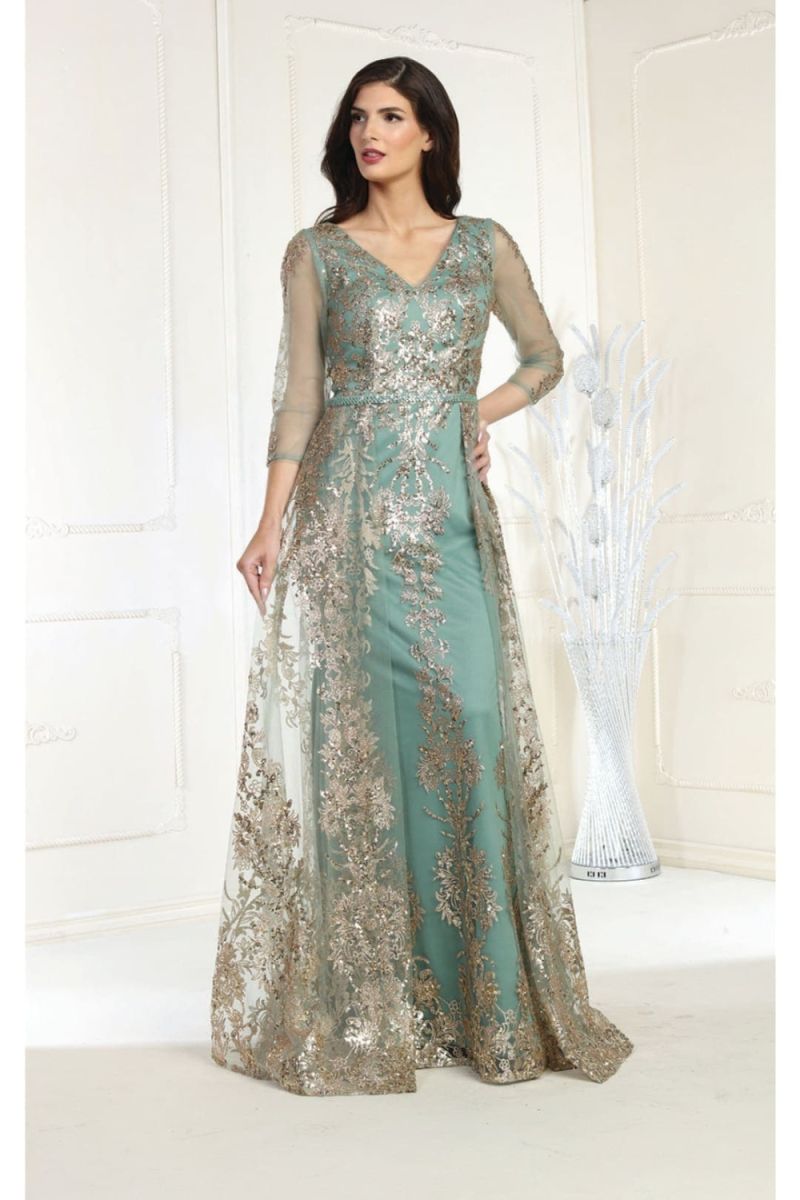 V-Neck Floor-Length Tulle Prom A-Line May Queen 2000