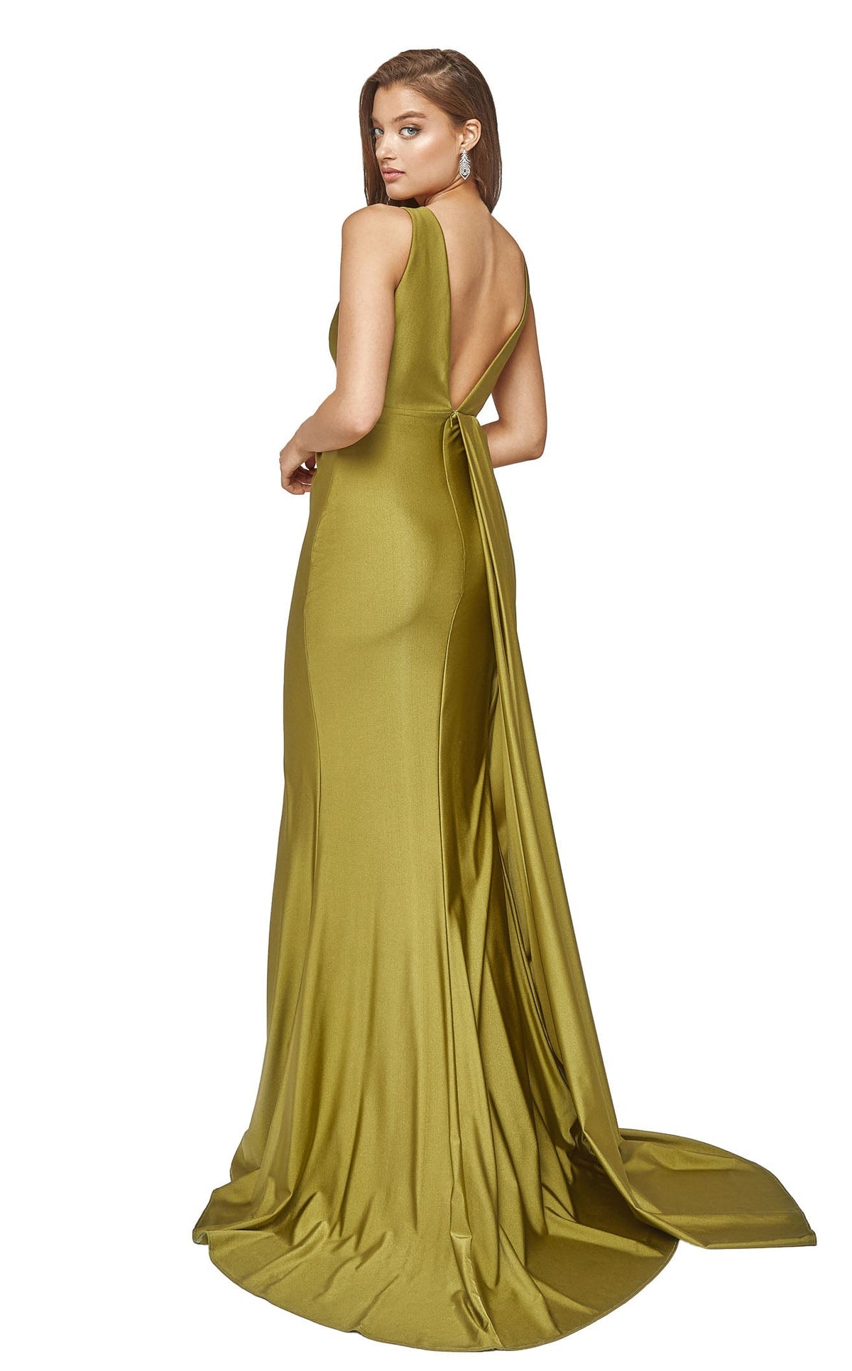 Terani Couture Sexy-Side Draped Grecian Long Gown 1921E0121 - The Dress Outlet