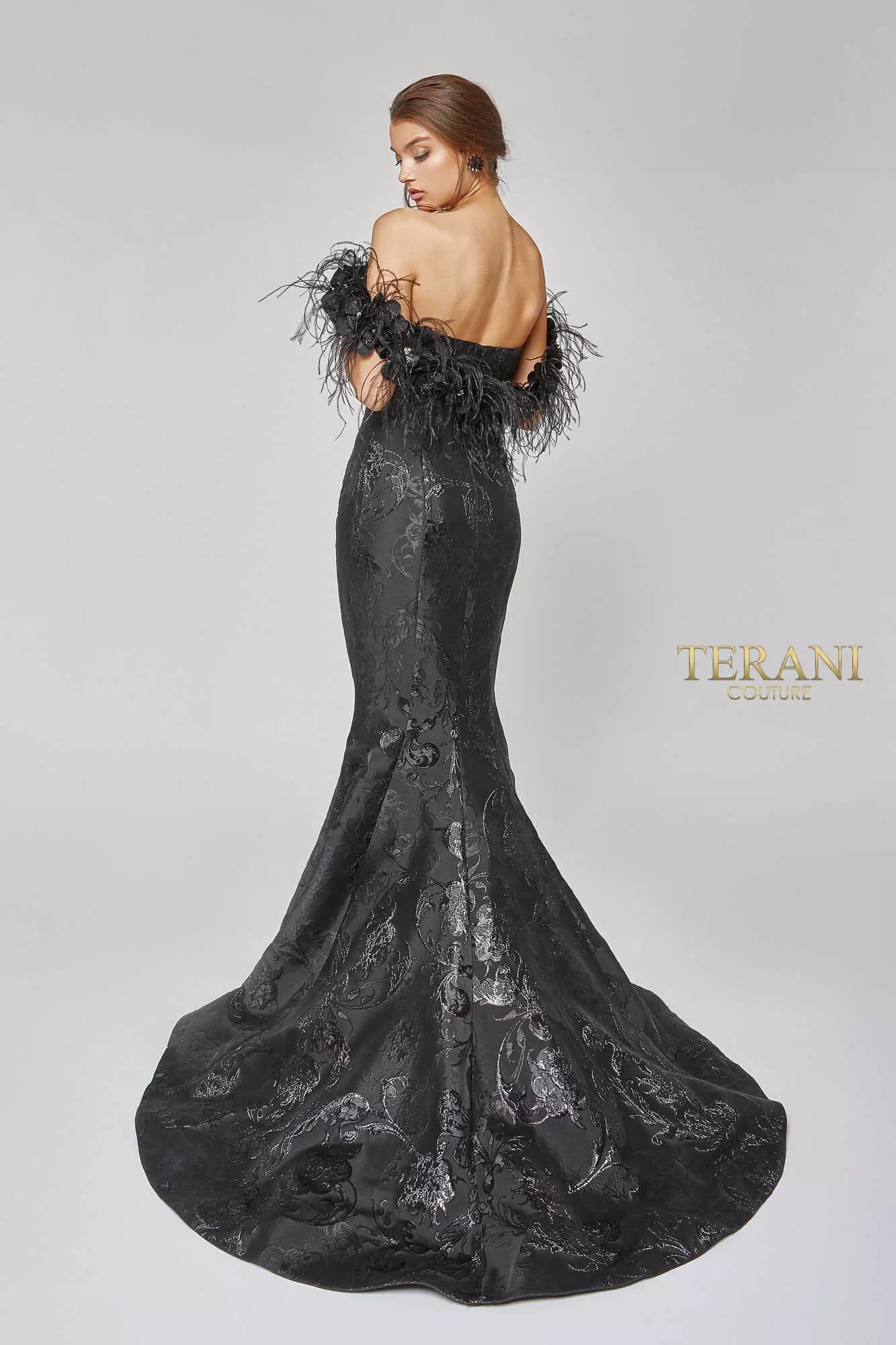Terani Couture Long Fitted Prom Dress 1921E0136 - The Dress Outlet Black