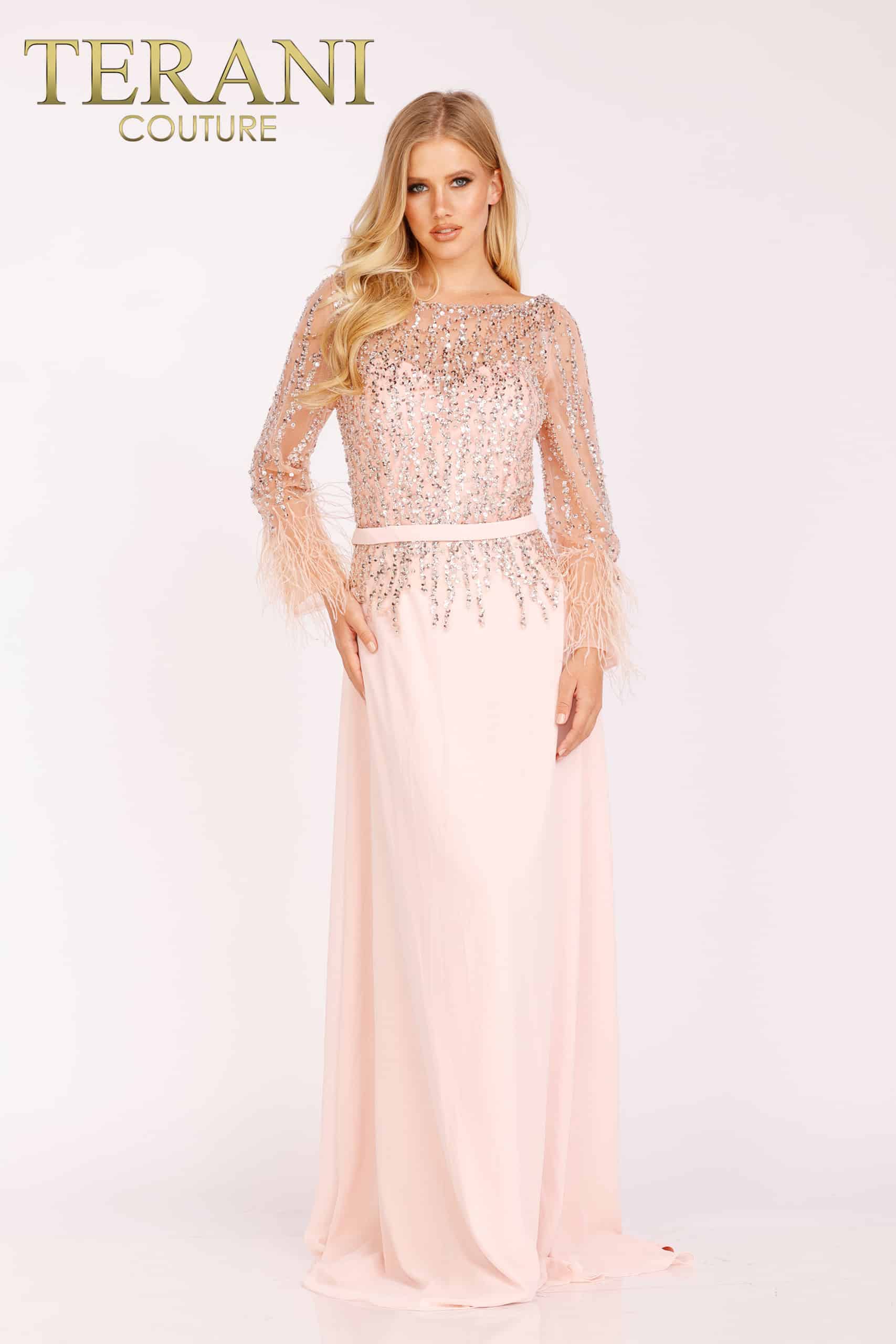 Terani Couture Long Formal Dress 1921M0473 - The Dress Outlet Blush