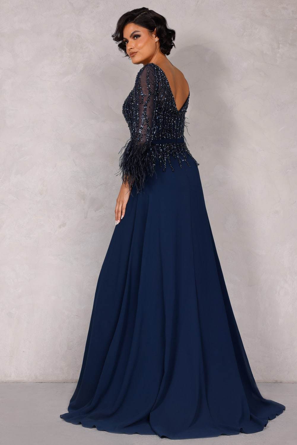 Terani Couture Long Formal Dress 1921M0473 - The Dress Outlet Navy