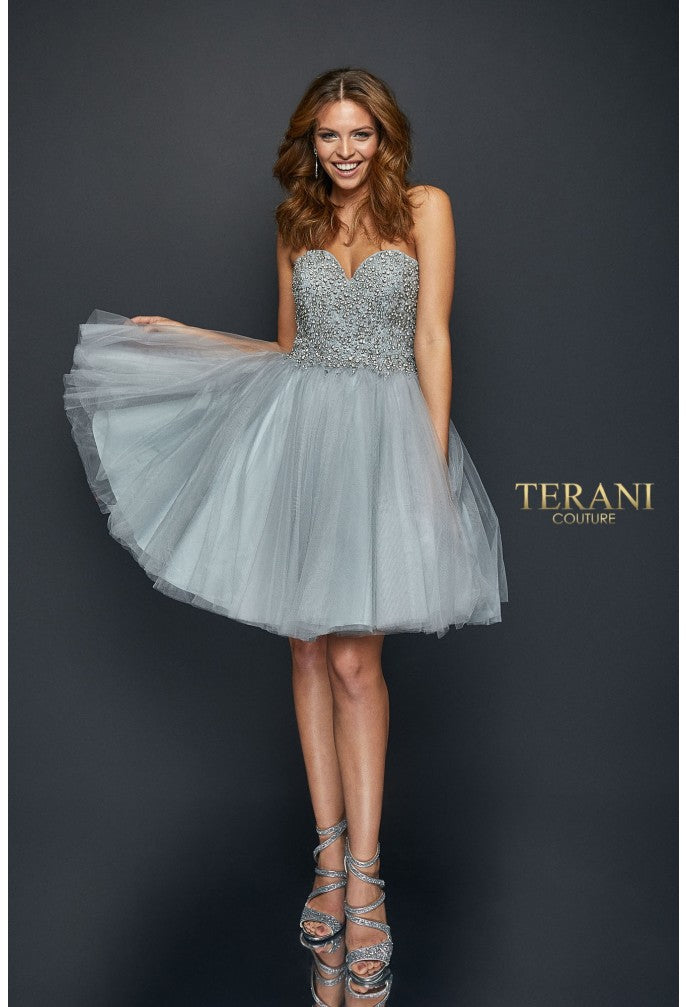 Terani Couture 1921H0320 Short Homecoming A Line Beaded Cocktail Dress