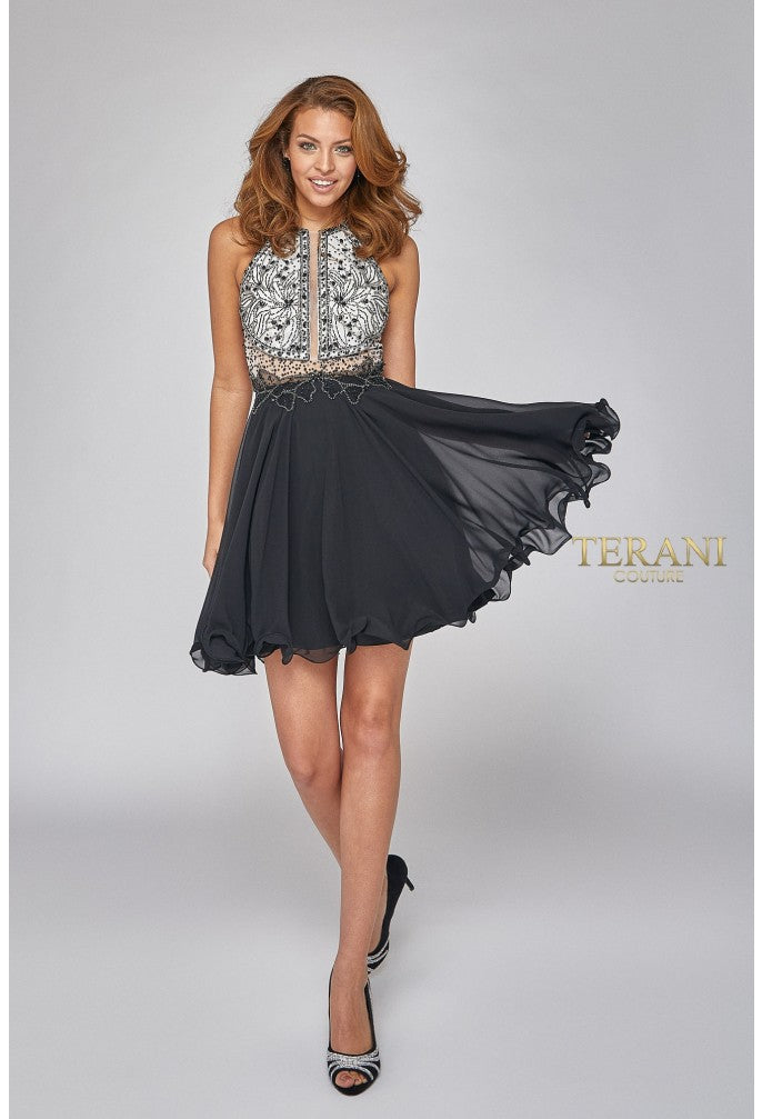 Terani Couture 1921H0407 Homecoming Floral Beaded Short Cocktail Dress