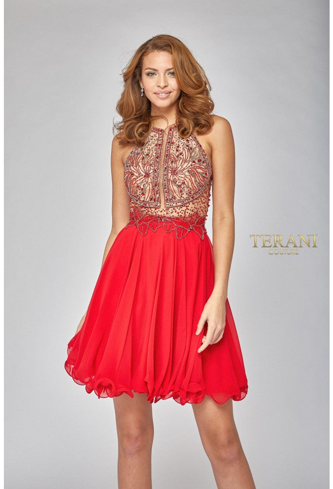 Terani Couture 1921H0407 Homecoming Floral Beaded Short Cocktail Dress