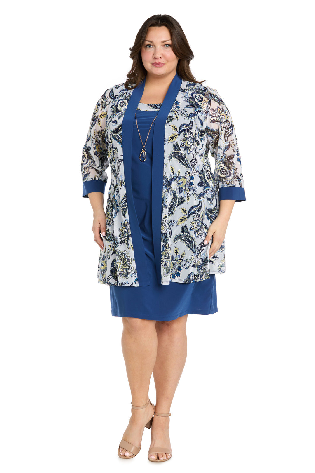 R&M Richards 1923W Short Plus Size Printed Jacket Dress
