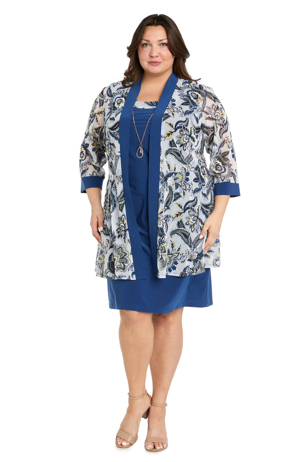 Plus Size Printed Jacket Dress Short R&M Richards 1923W
